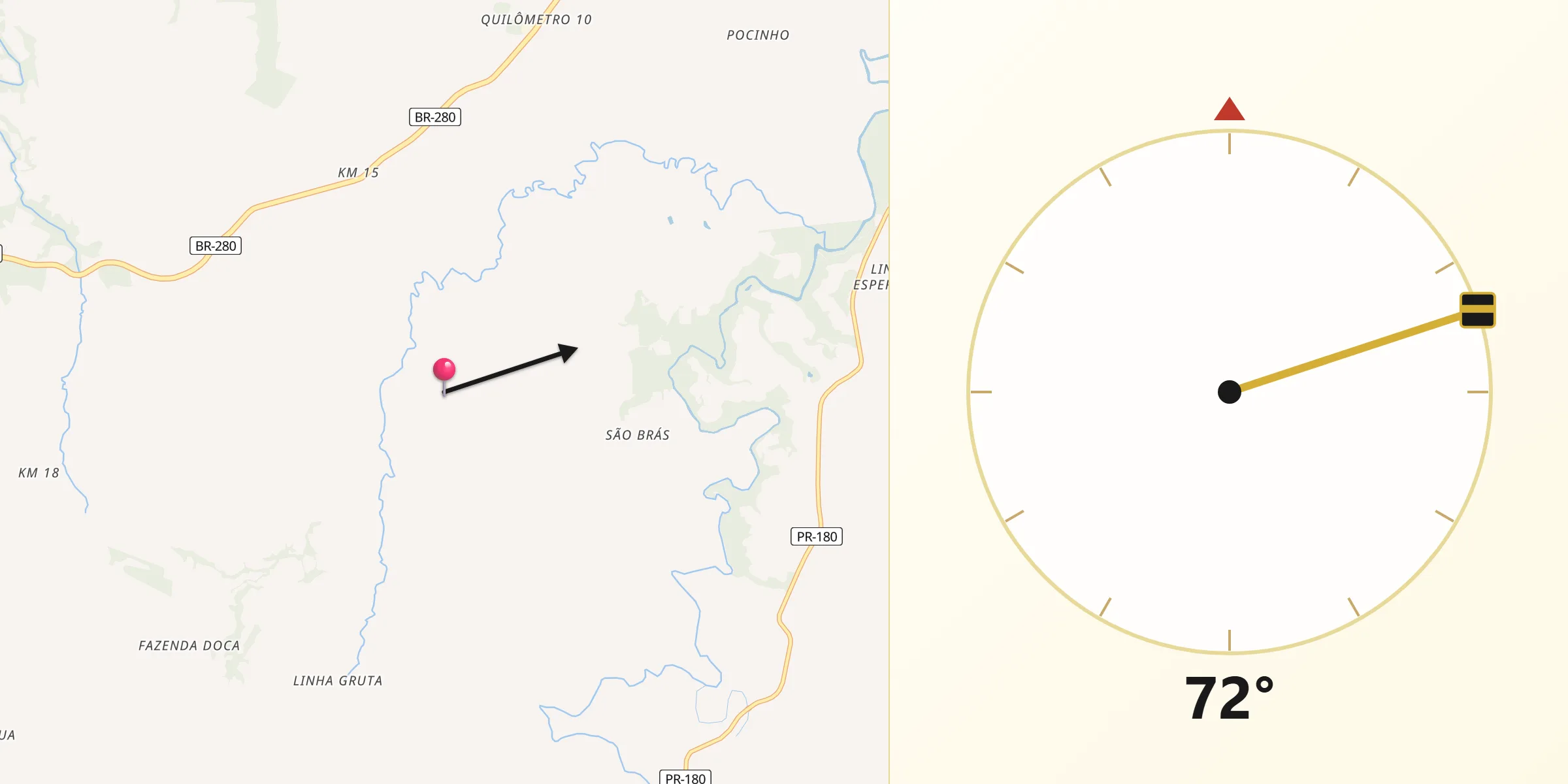 Direção da Qibla a partir de Marmeleiro