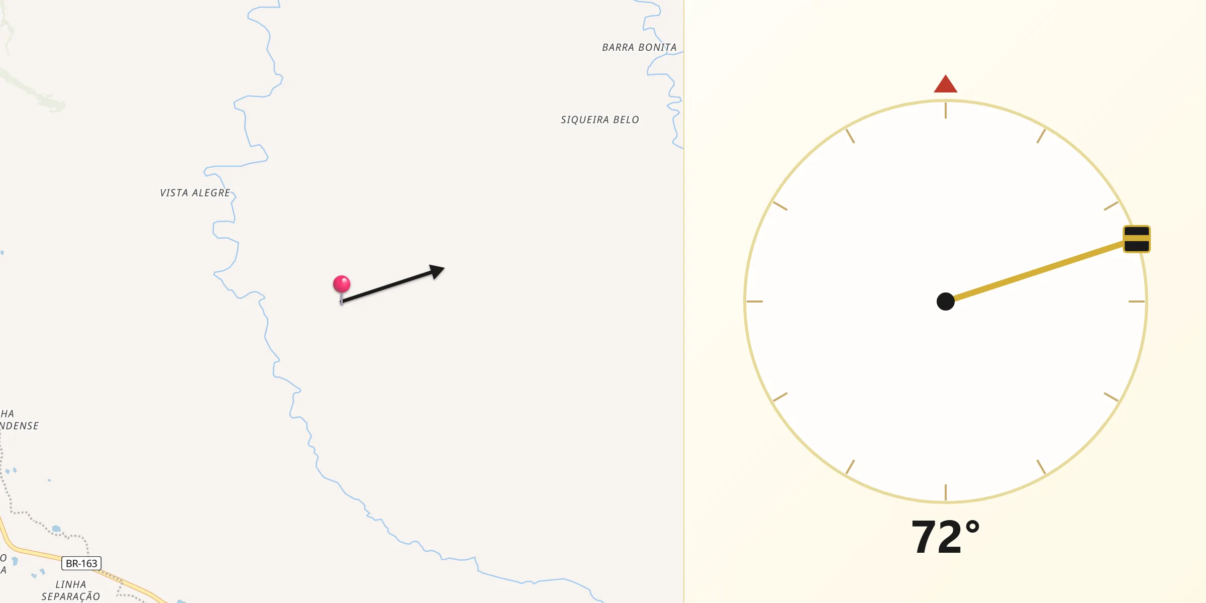 Direção da Qibla a partir de Barracão