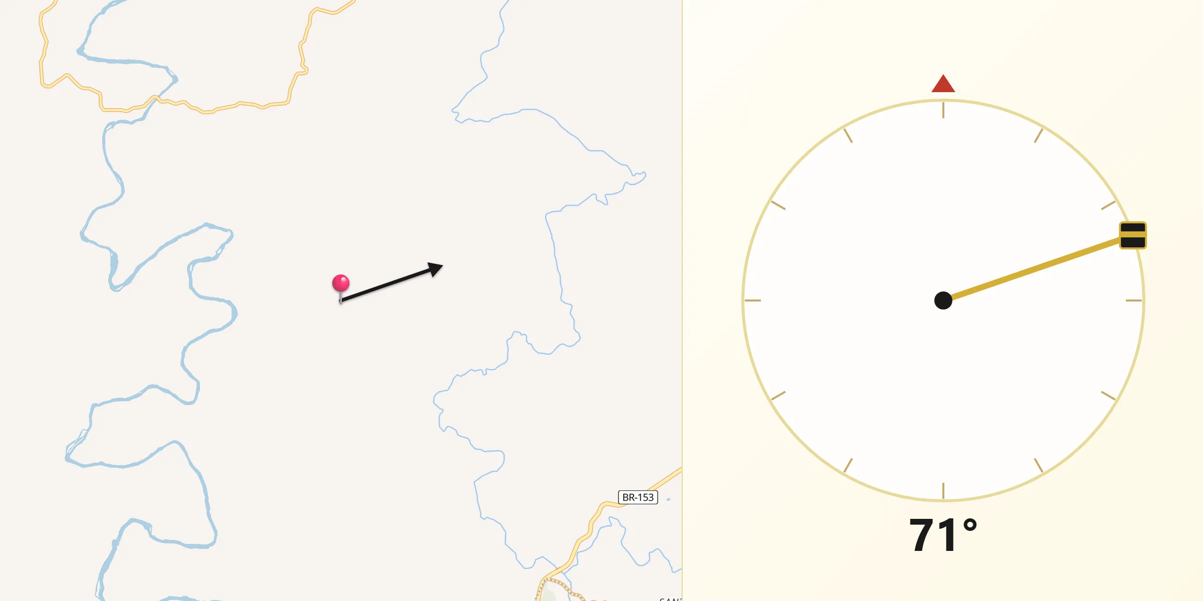 Direção da Qibla a partir de Porto Vitória