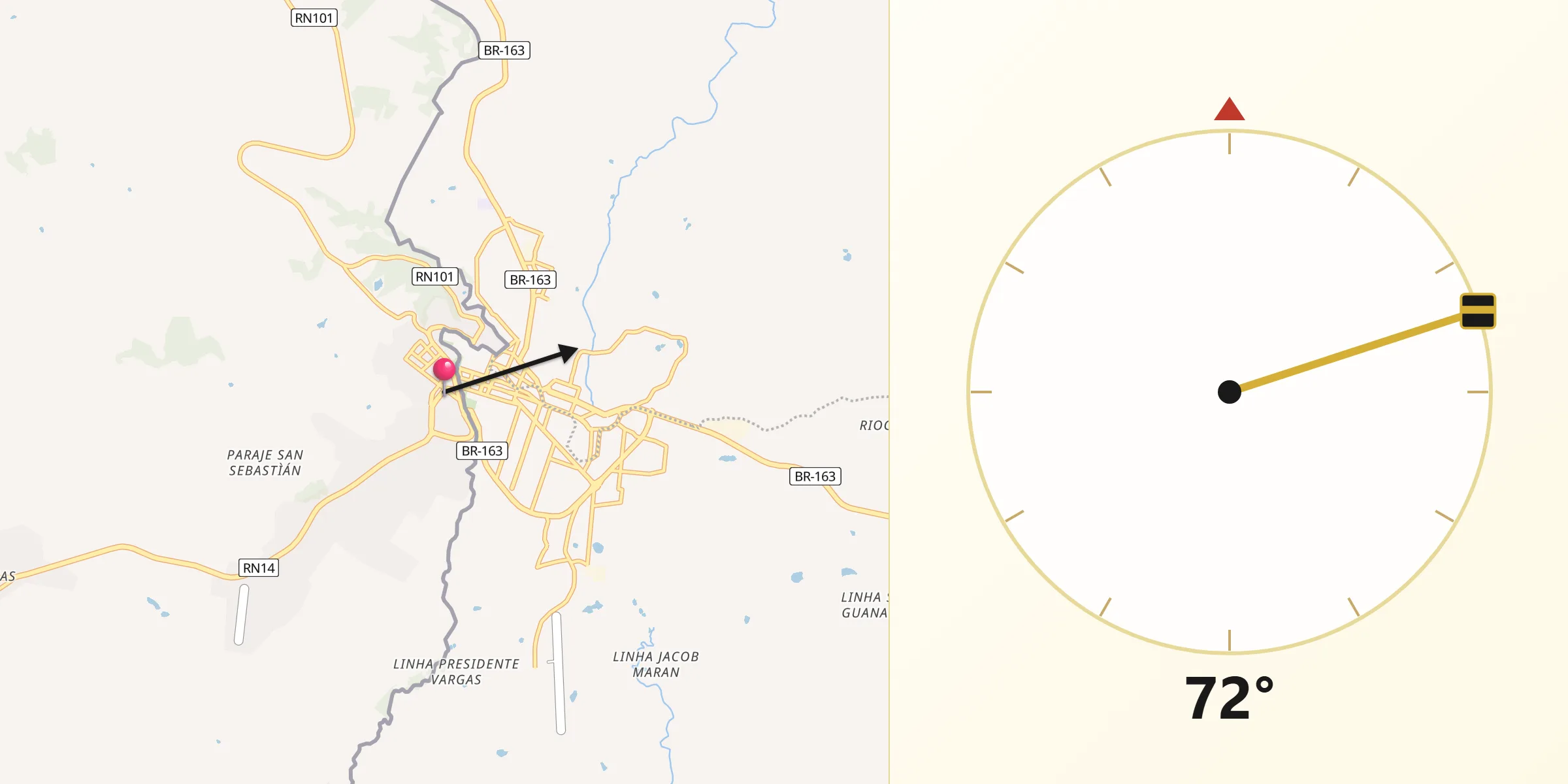 Dirección de la Qibla desde Bernardo de Irigoyen