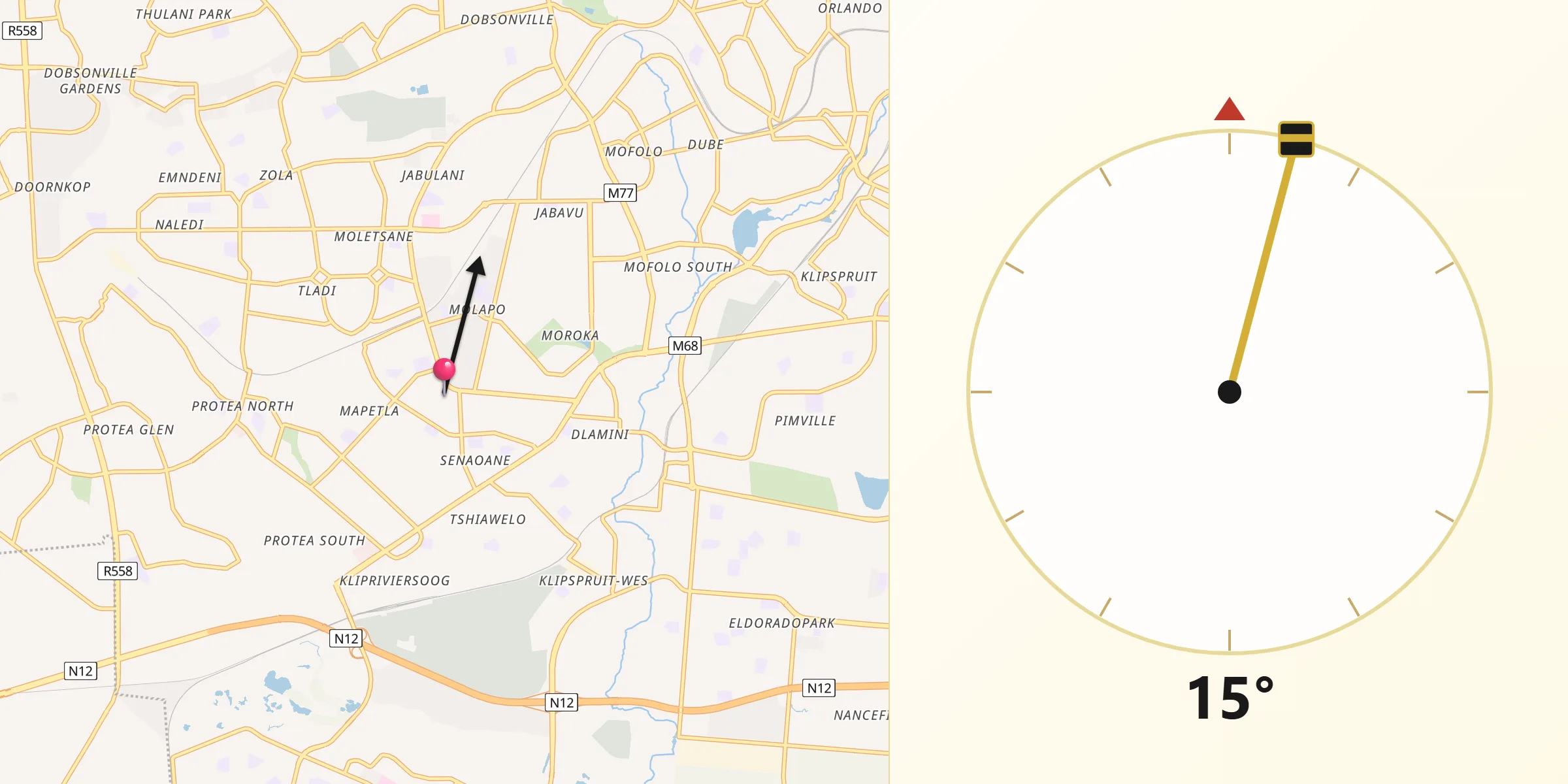 Qibla Direction from Soweto