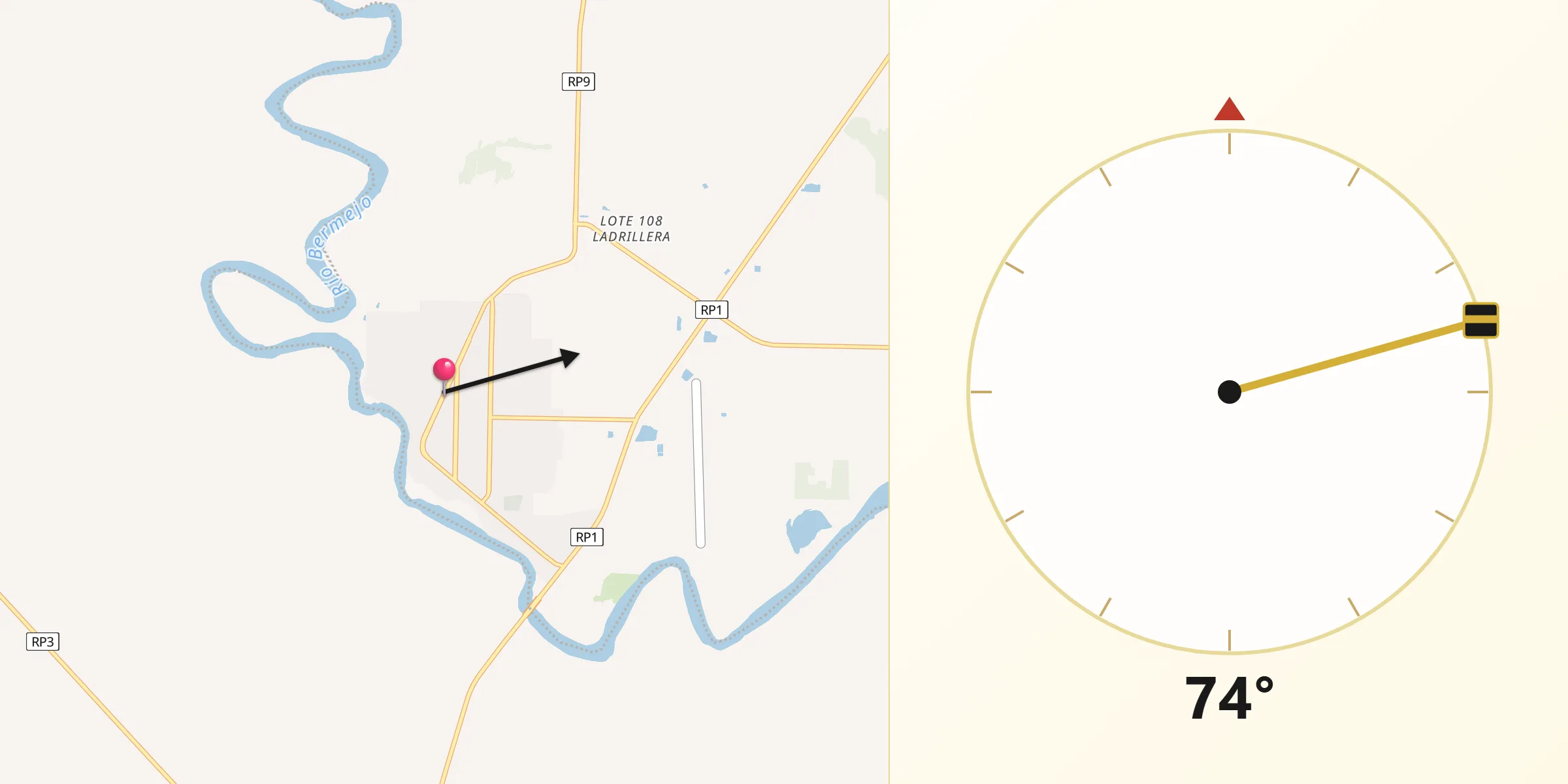 Dirección de la Qibla desde El Colorado