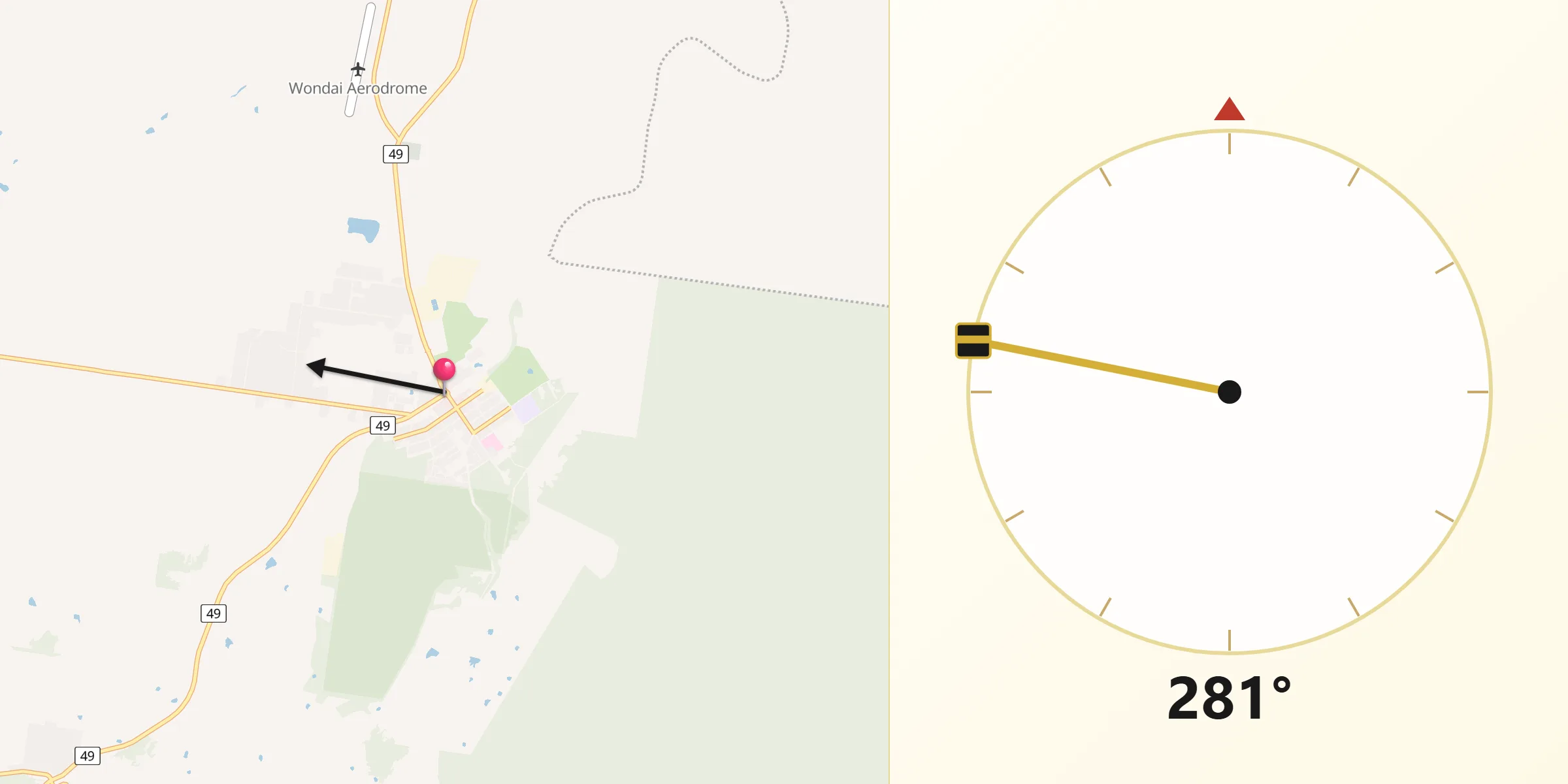 Qibla Direction from Wondai