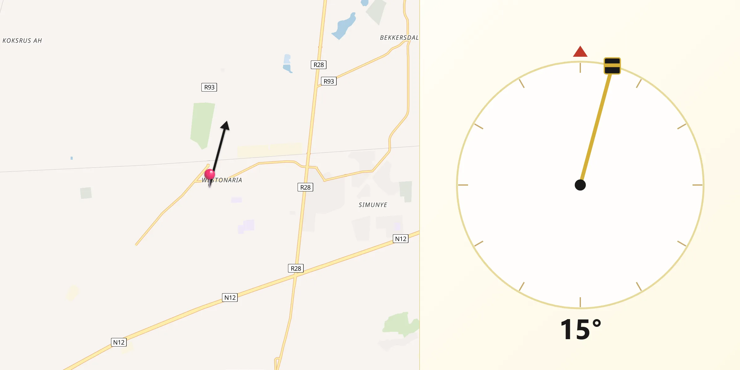 Qibla Direction from Westonaria
