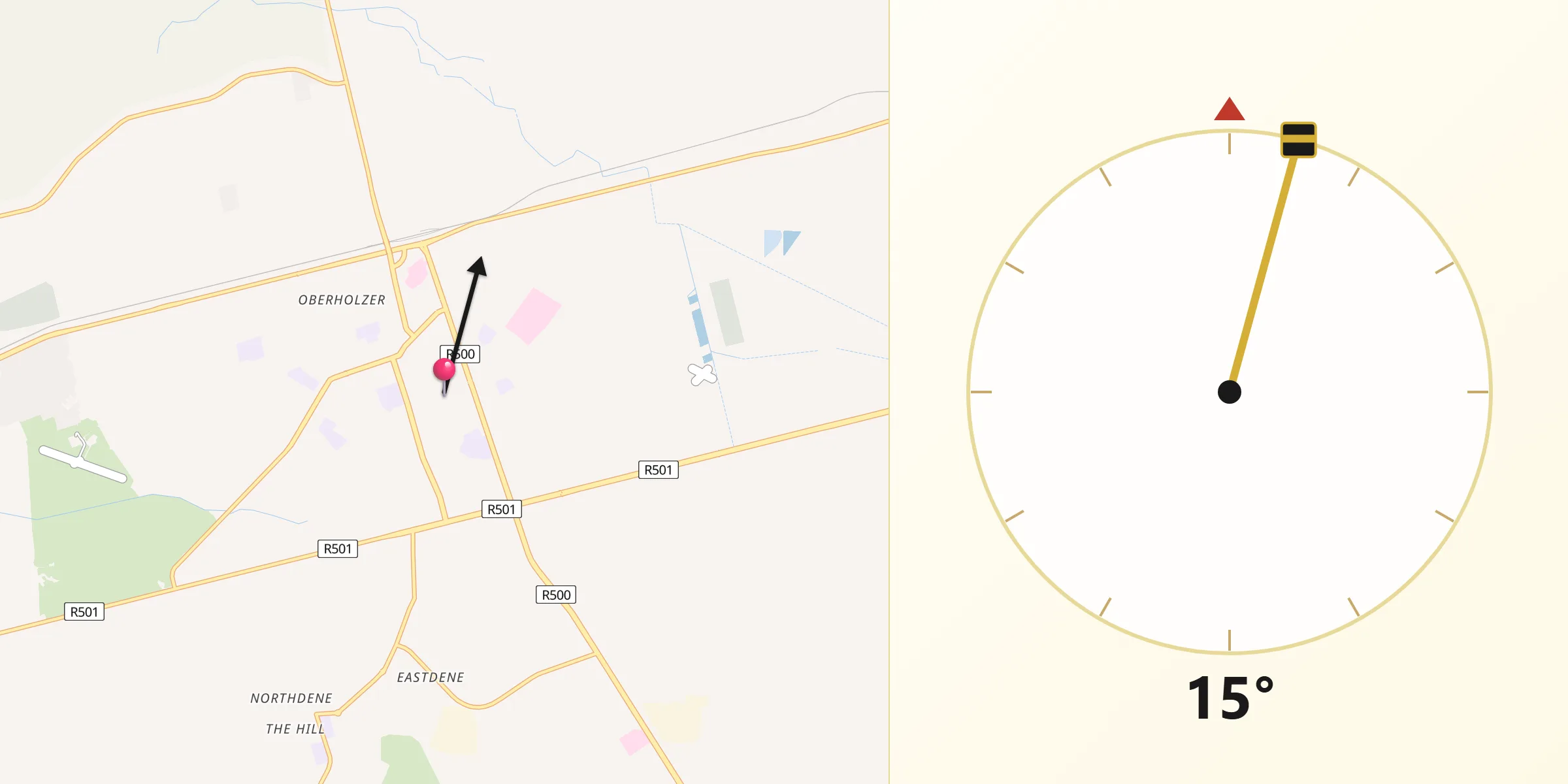 Qibla Direction from Carletonville