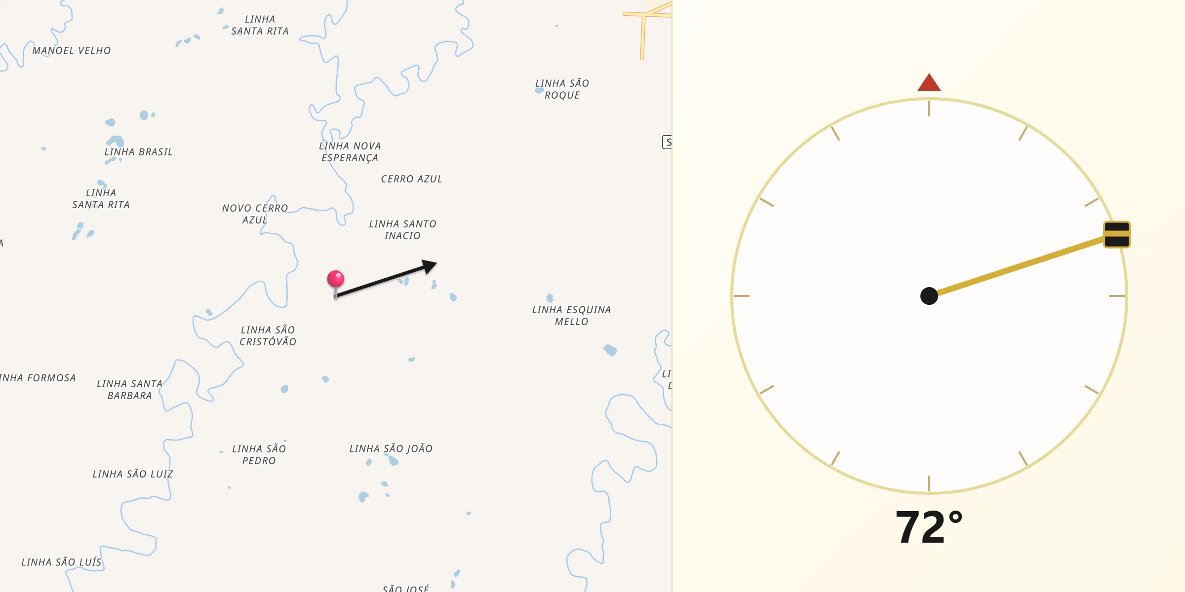 Direção da Qibla a partir de Palma Sola