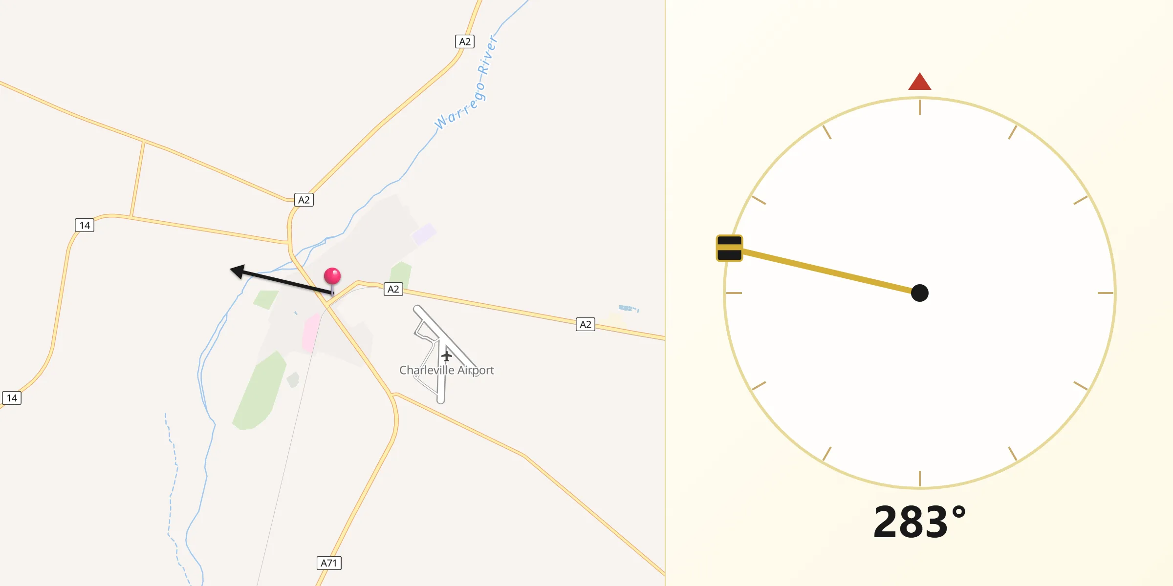 Qibla Direction from Charleville