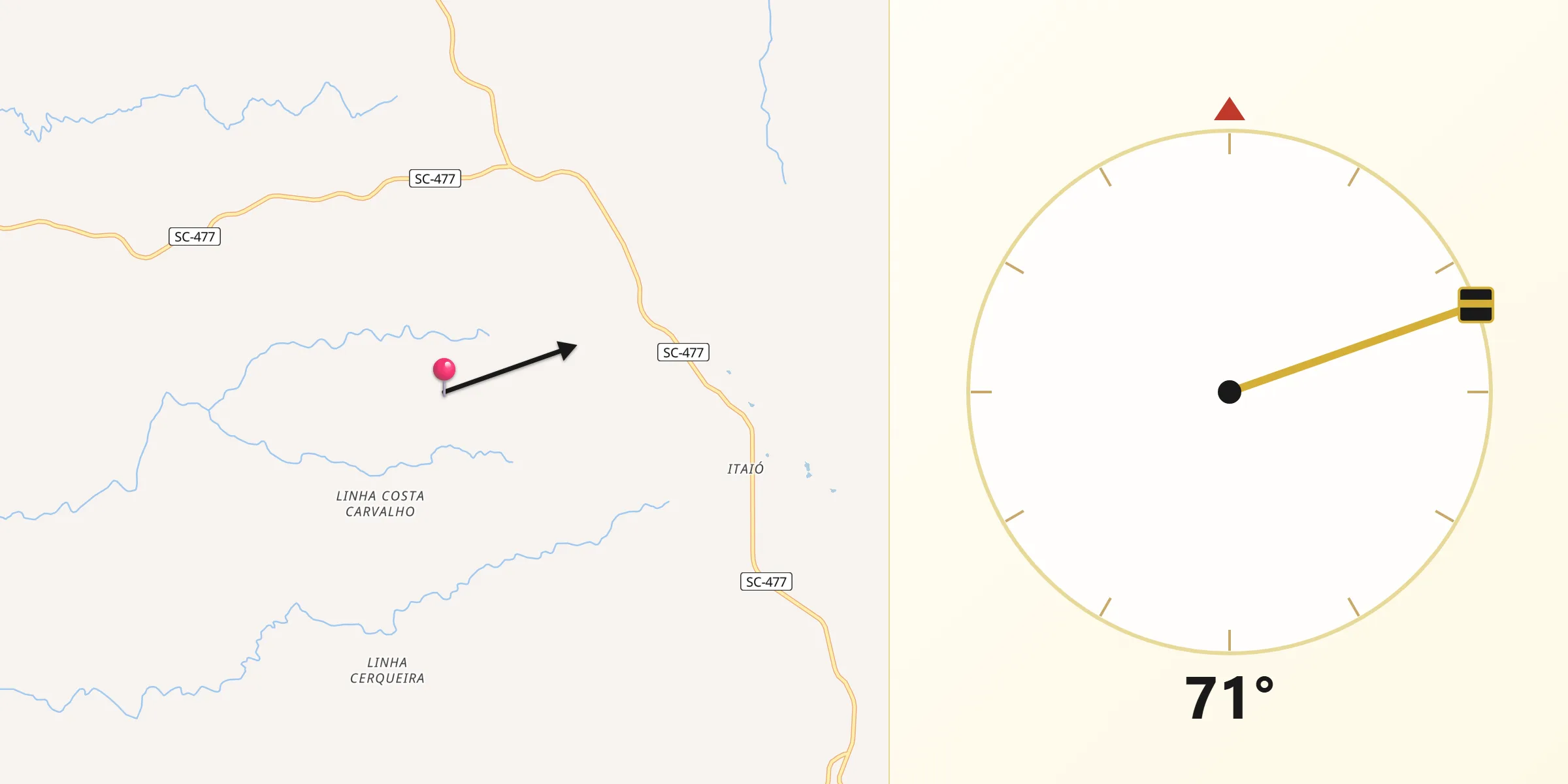 Direção da Qibla a partir de Itaiópolis