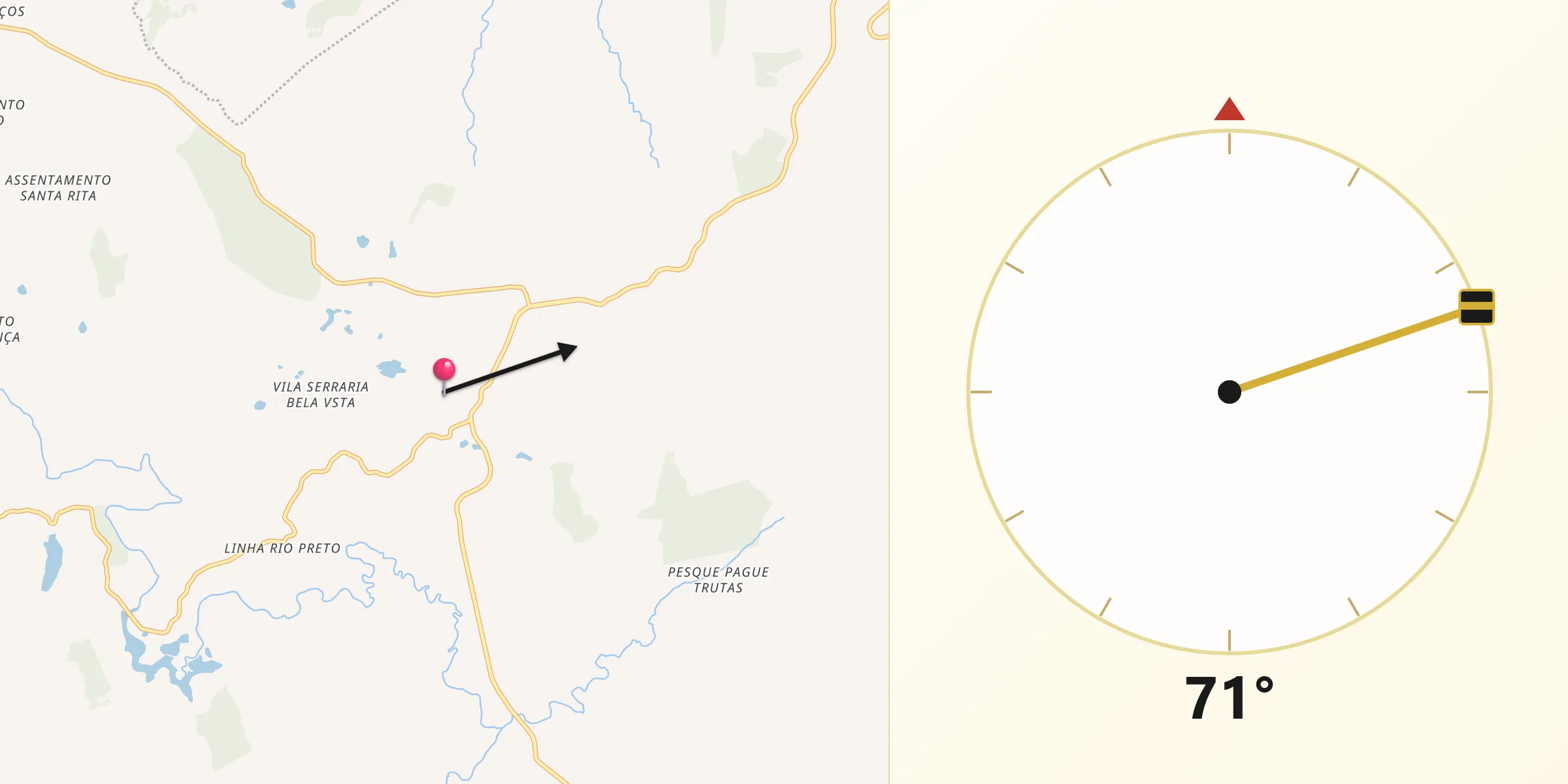 Direção da Qibla a partir de Matos Costa