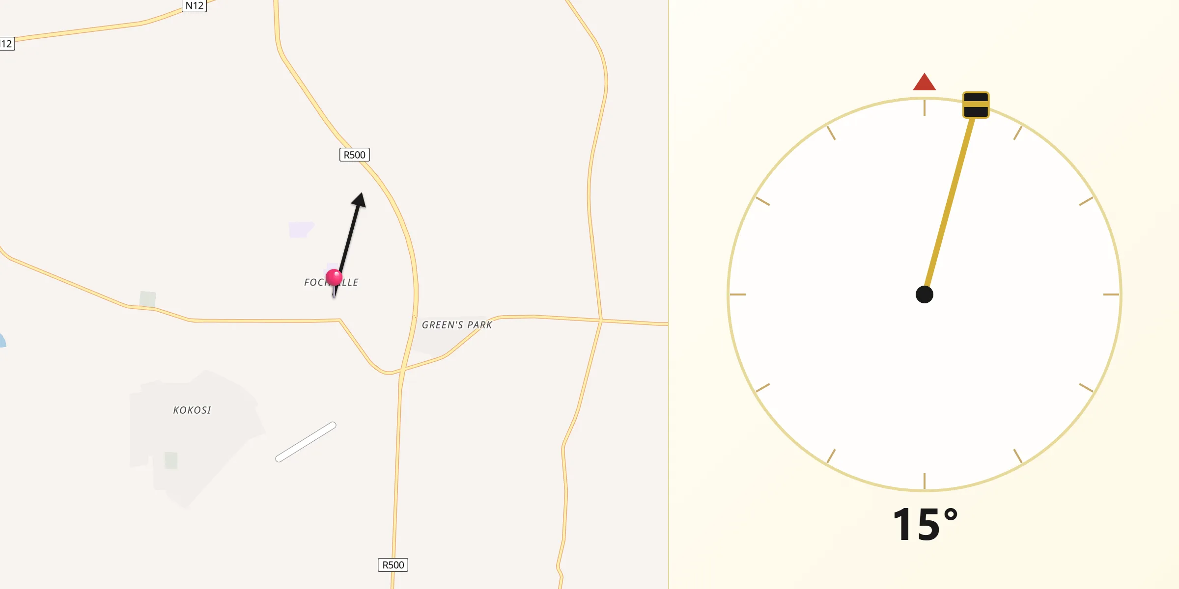 Qibla Direction from Fochville