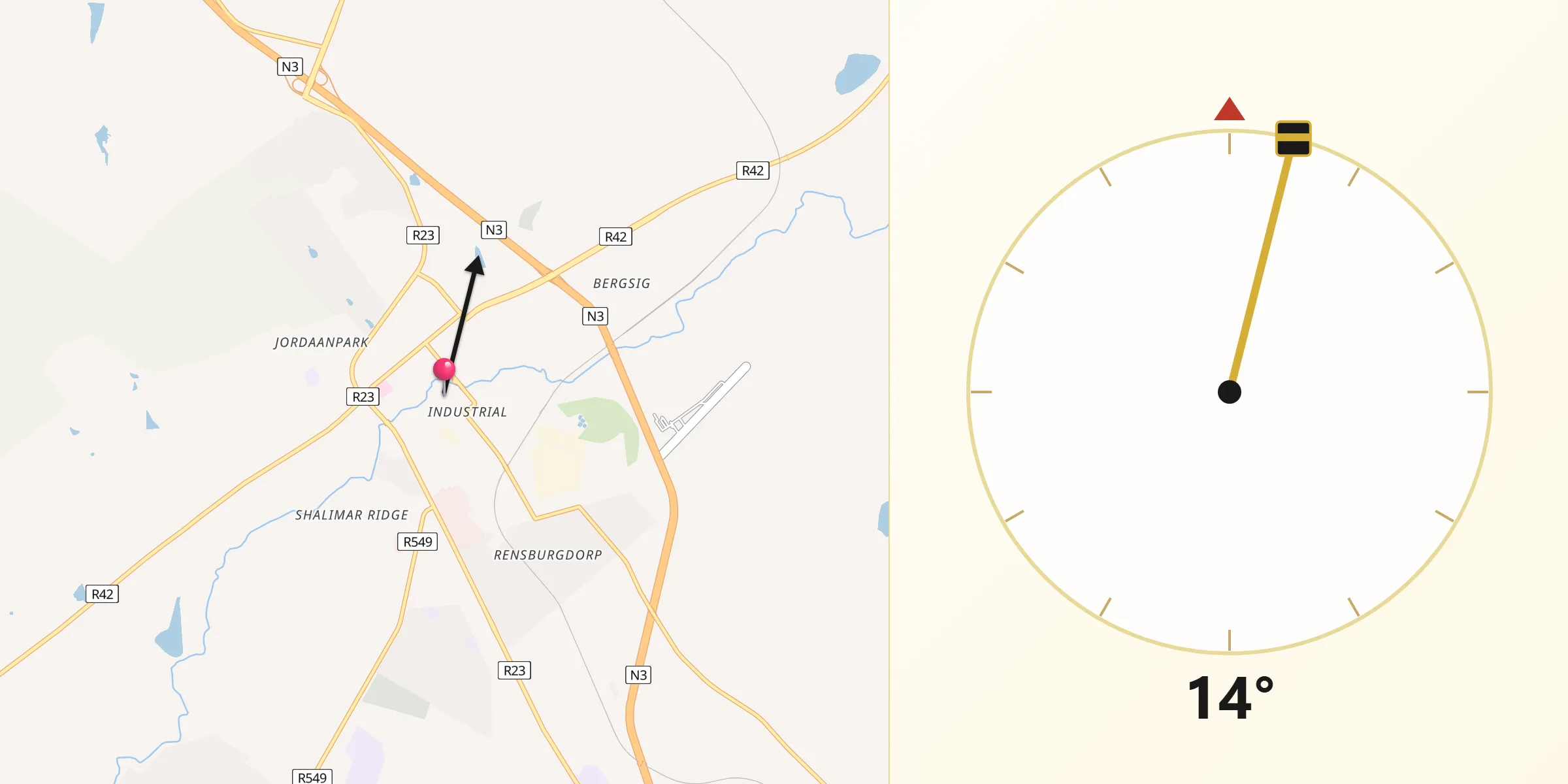 Qibla Direction from Heidelberg