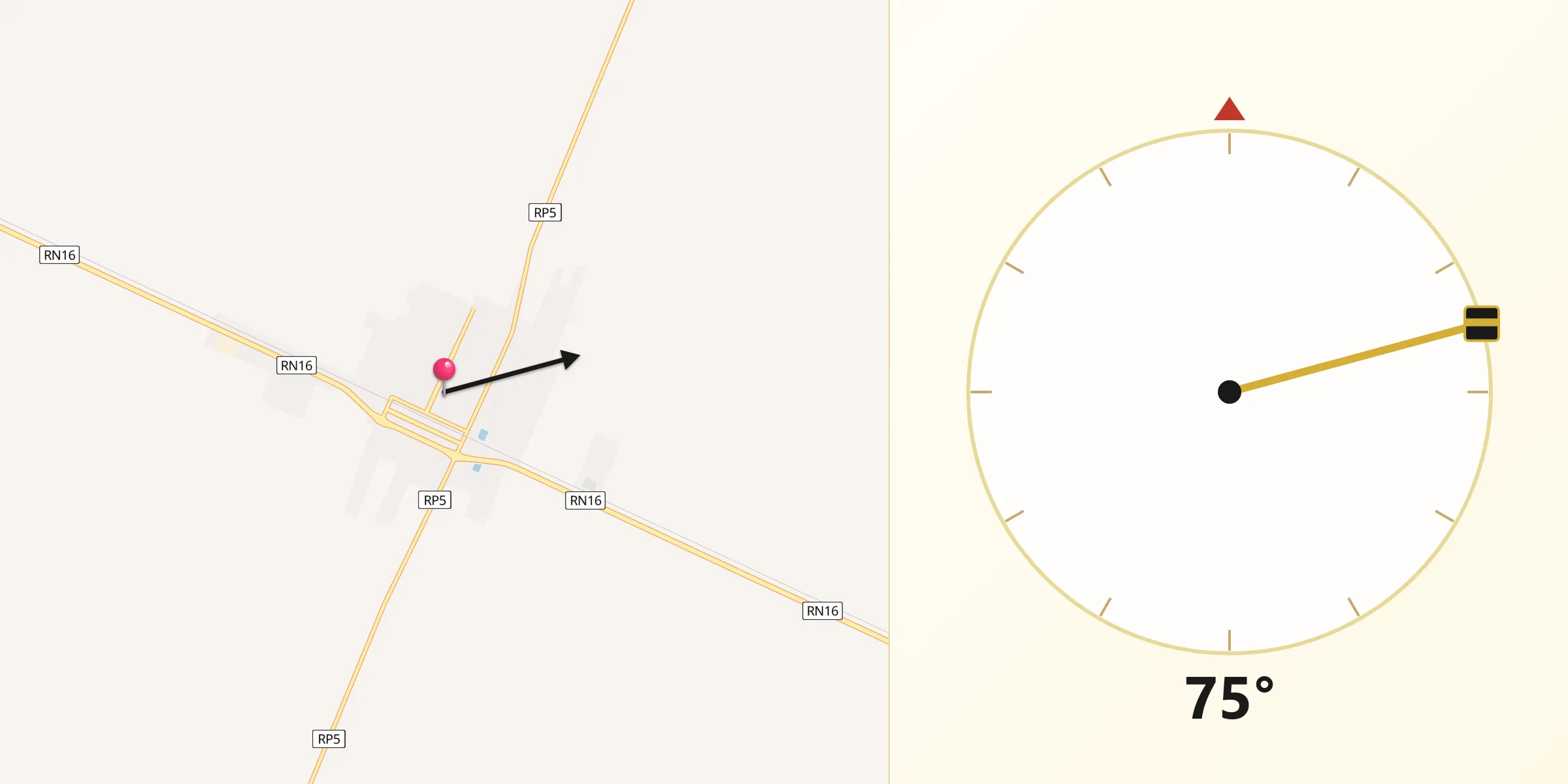 Dirección de la Qibla desde Pampa del Infierno