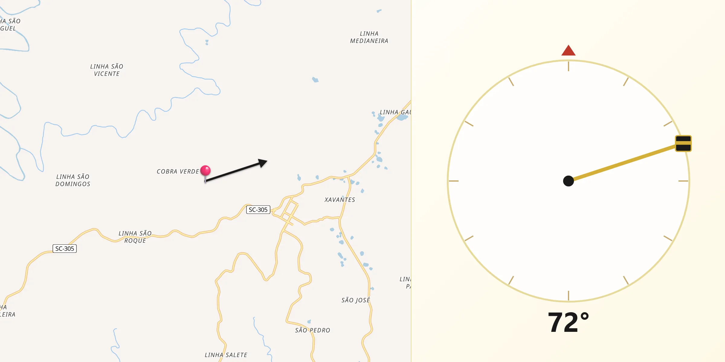 Direção da Qibla a partir de Anchieta
