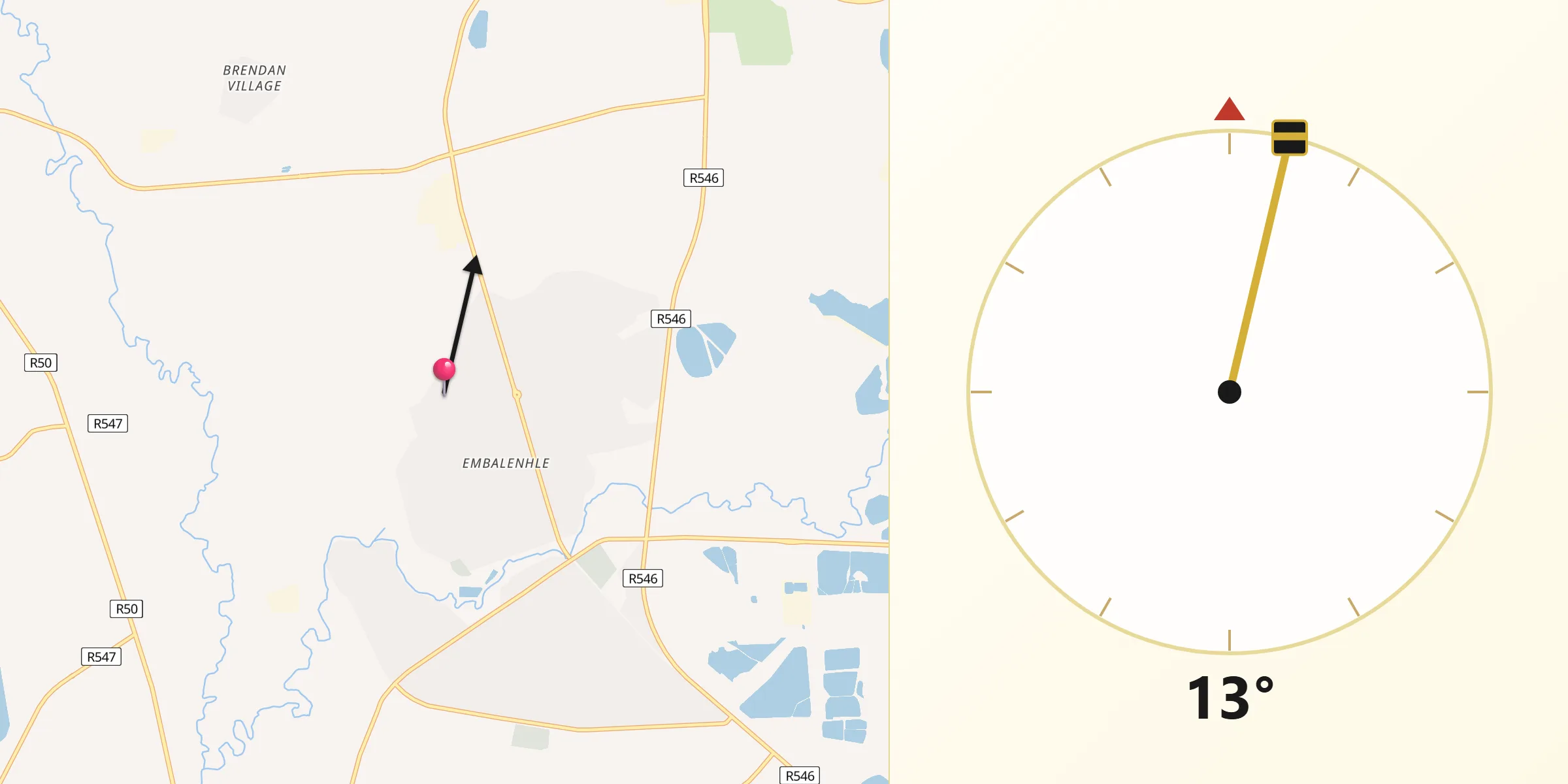 Qibla Direction from eMbalenhle