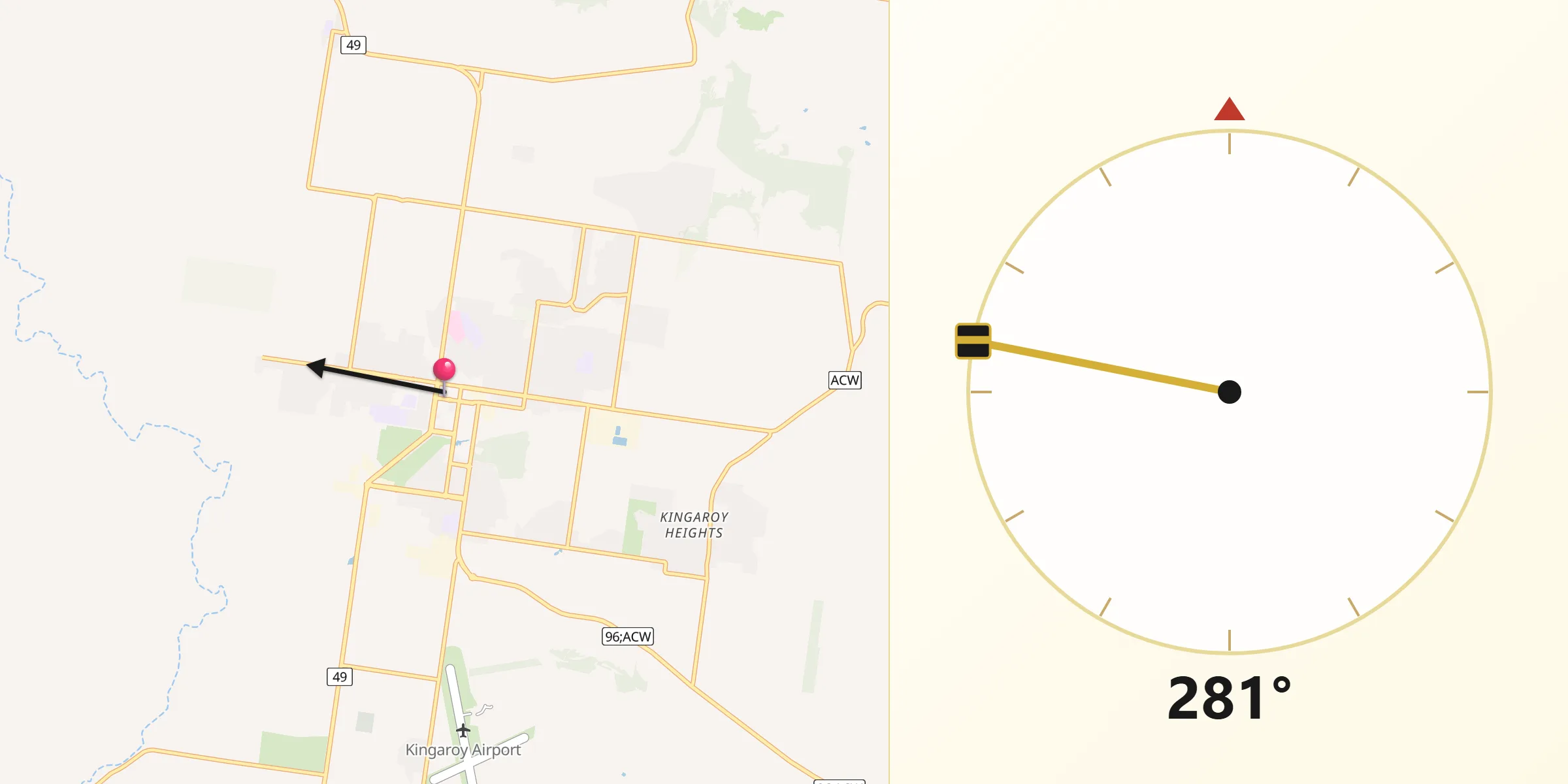Qibla Direction from Kingaroy