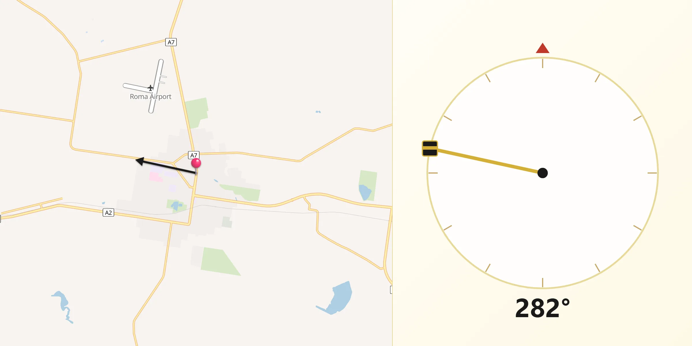 Qibla Direction from Roma