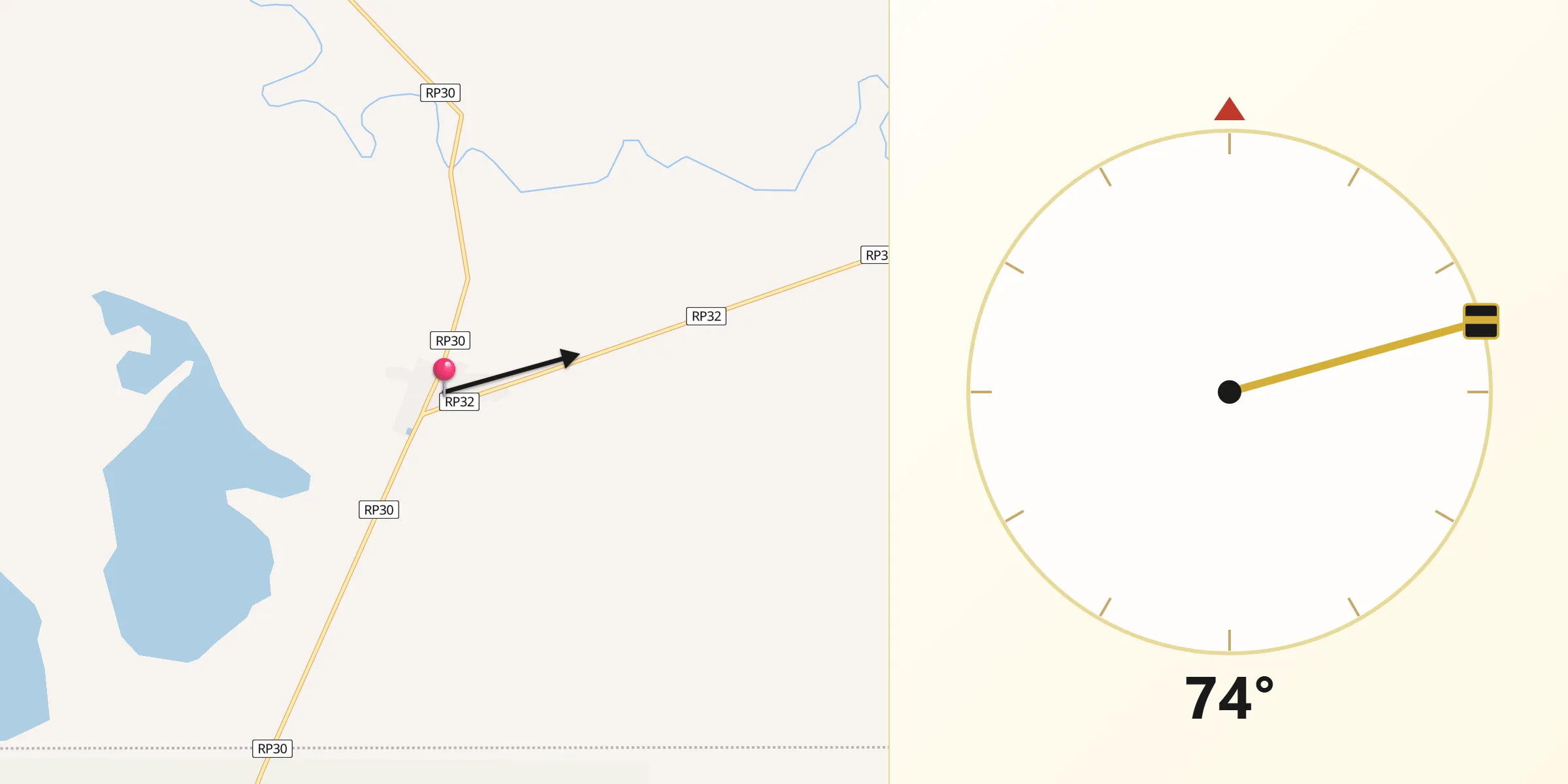 Dirección de la Qibla desde Ciervo Petiso