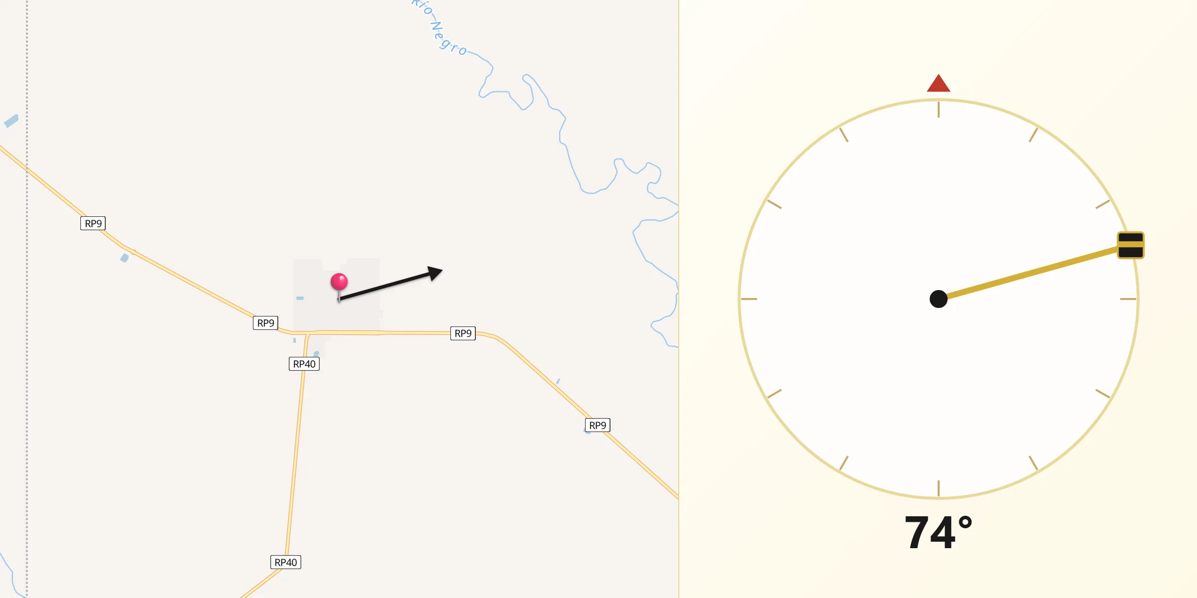 Dirección de la Qibla desde Las Garcitas