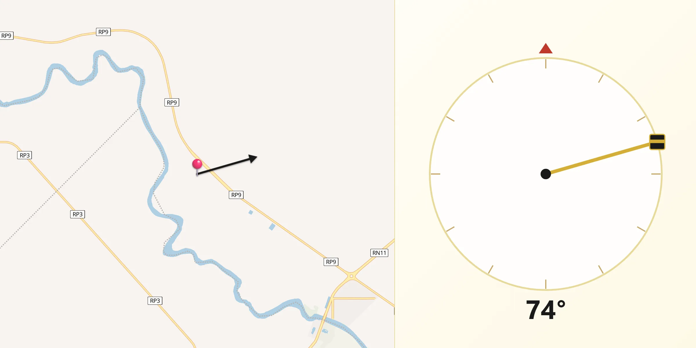 Dirección de la Qibla desde Villa Escolar