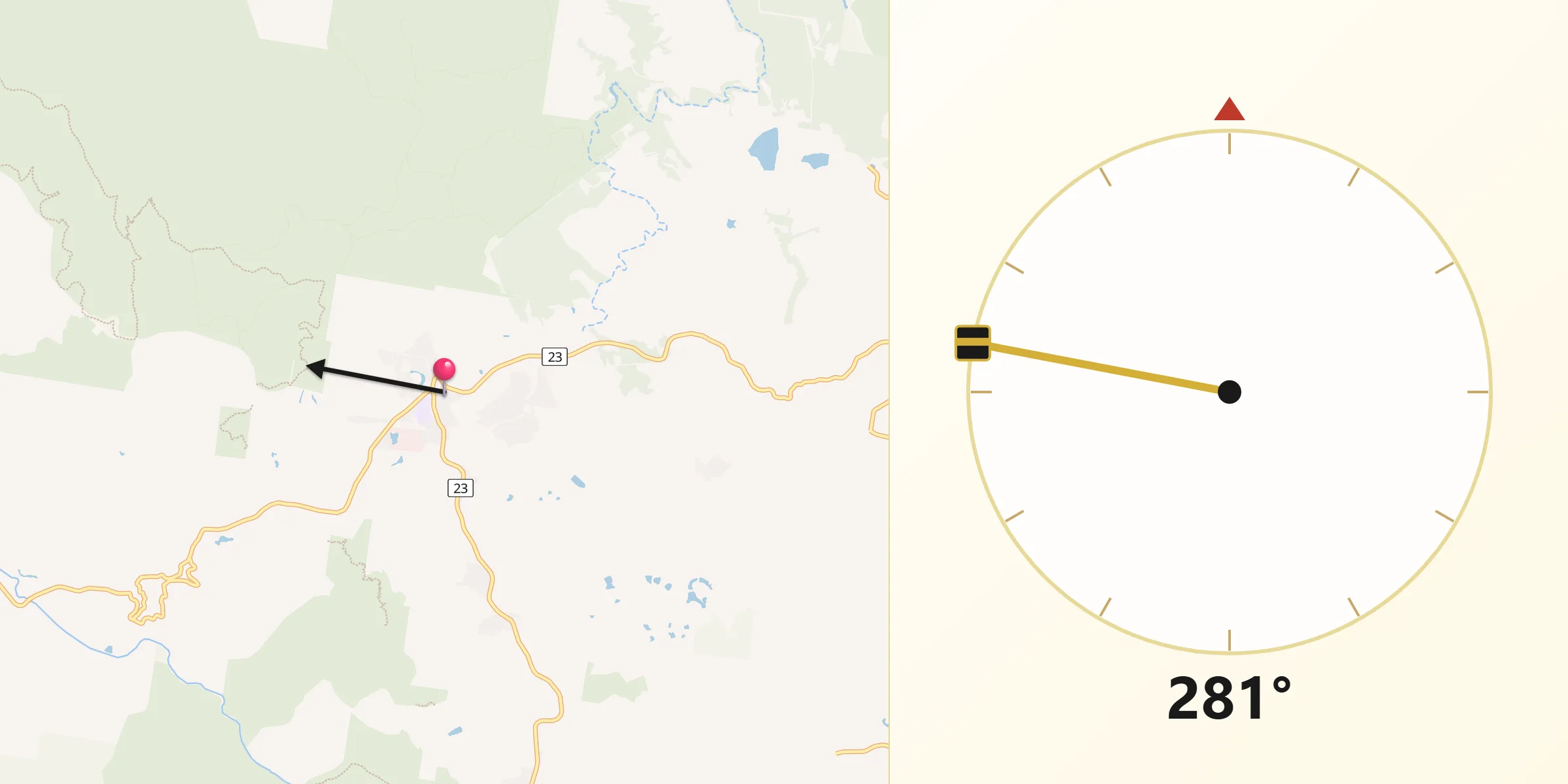 Qibla Direction from Mapleton