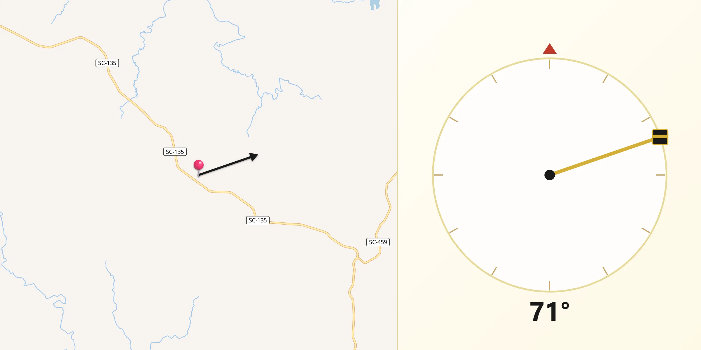 Direção da Qibla a partir de Calmon