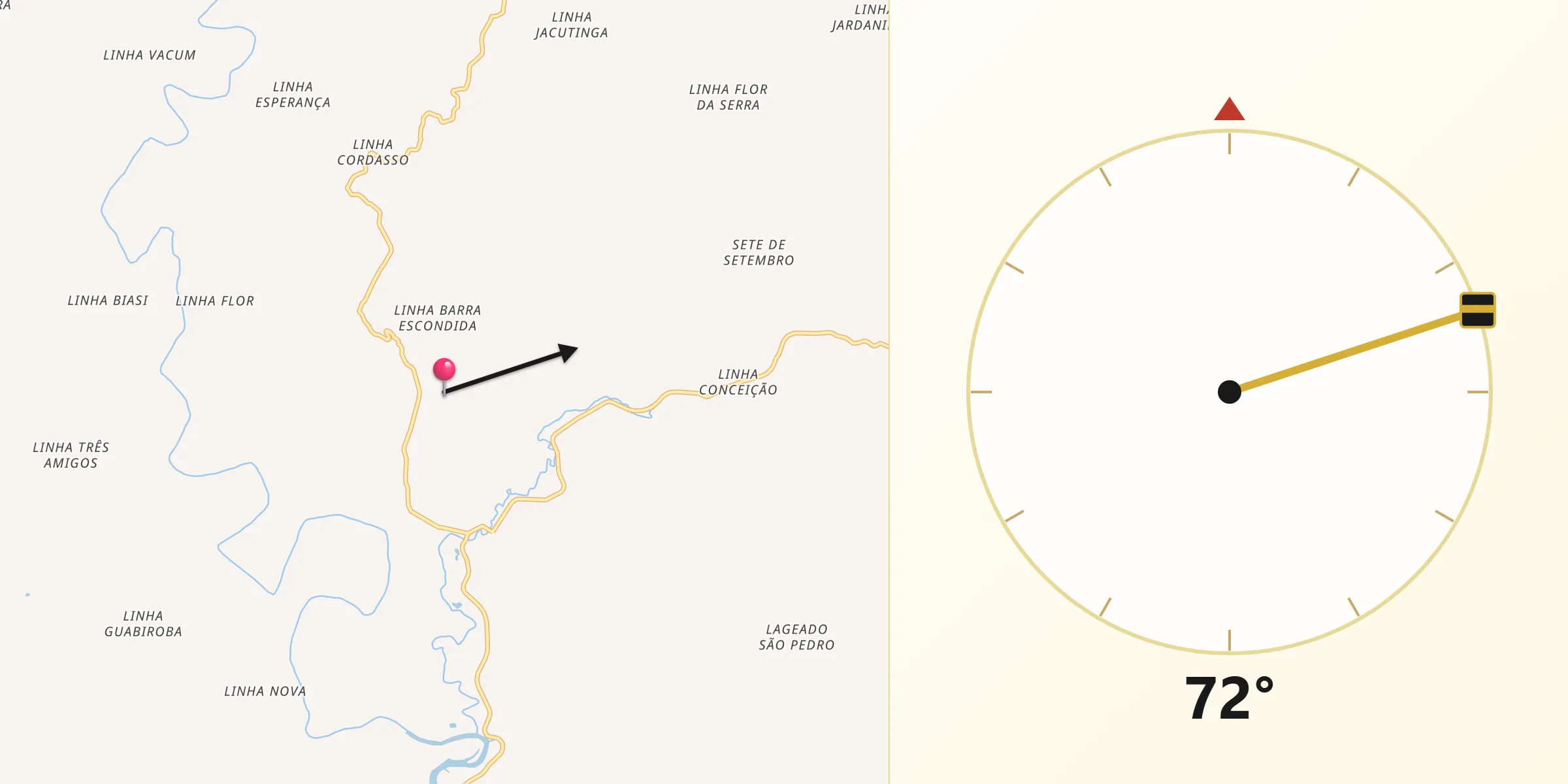 Direção da Qibla a partir de Irati