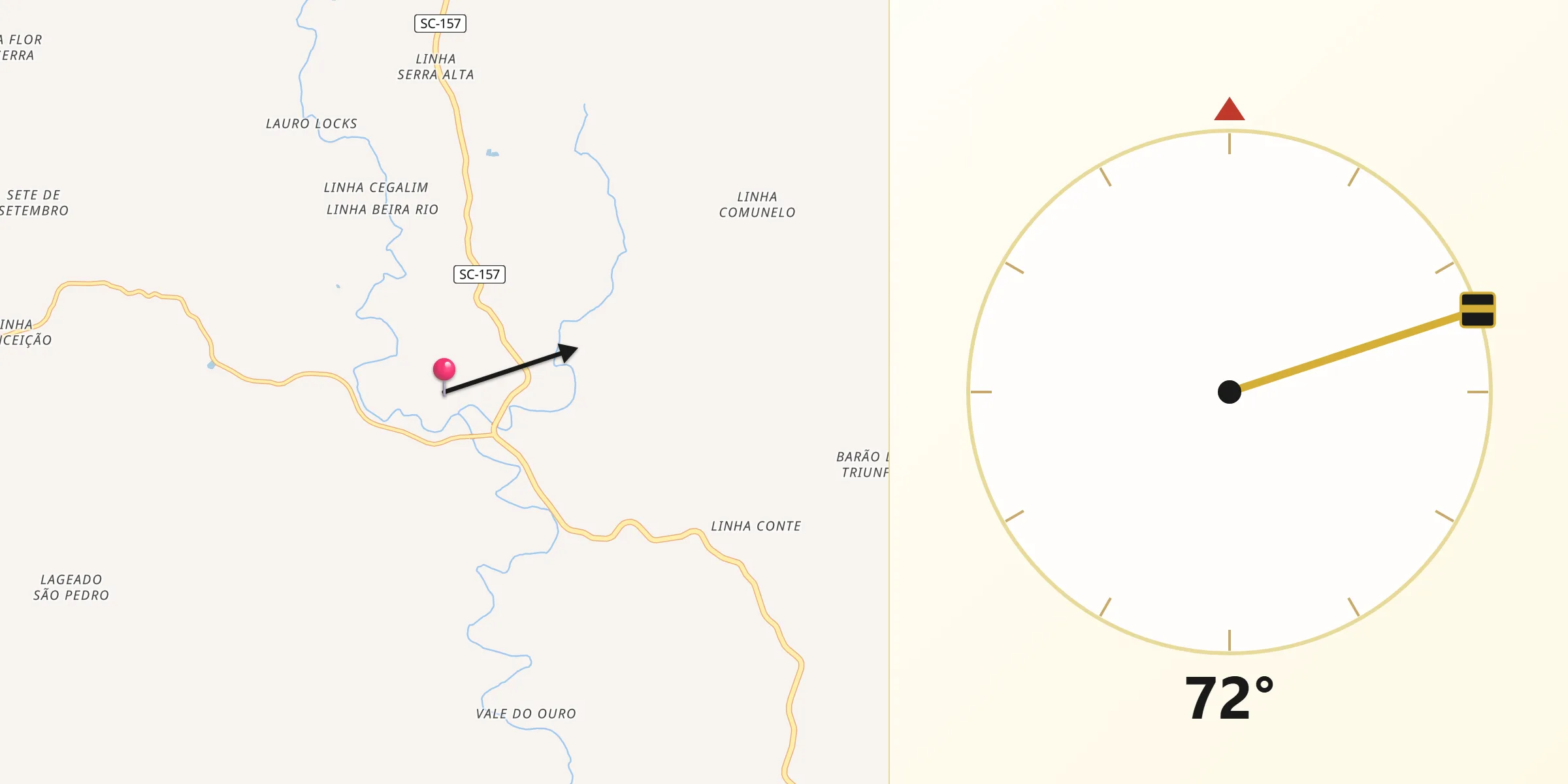 Direção da Qibla a partir de Formosa do Sul