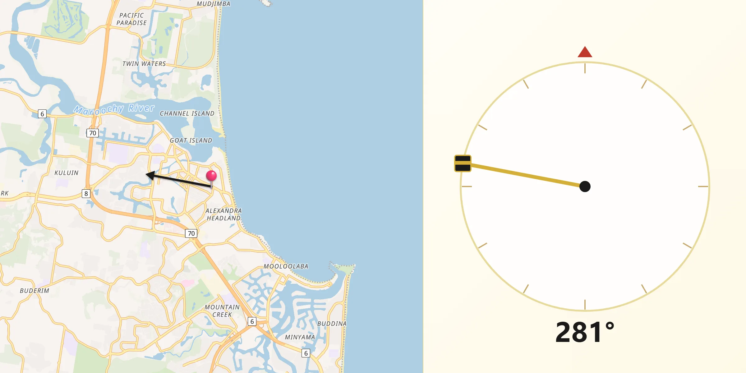 Qibla Direction from Maroochydore