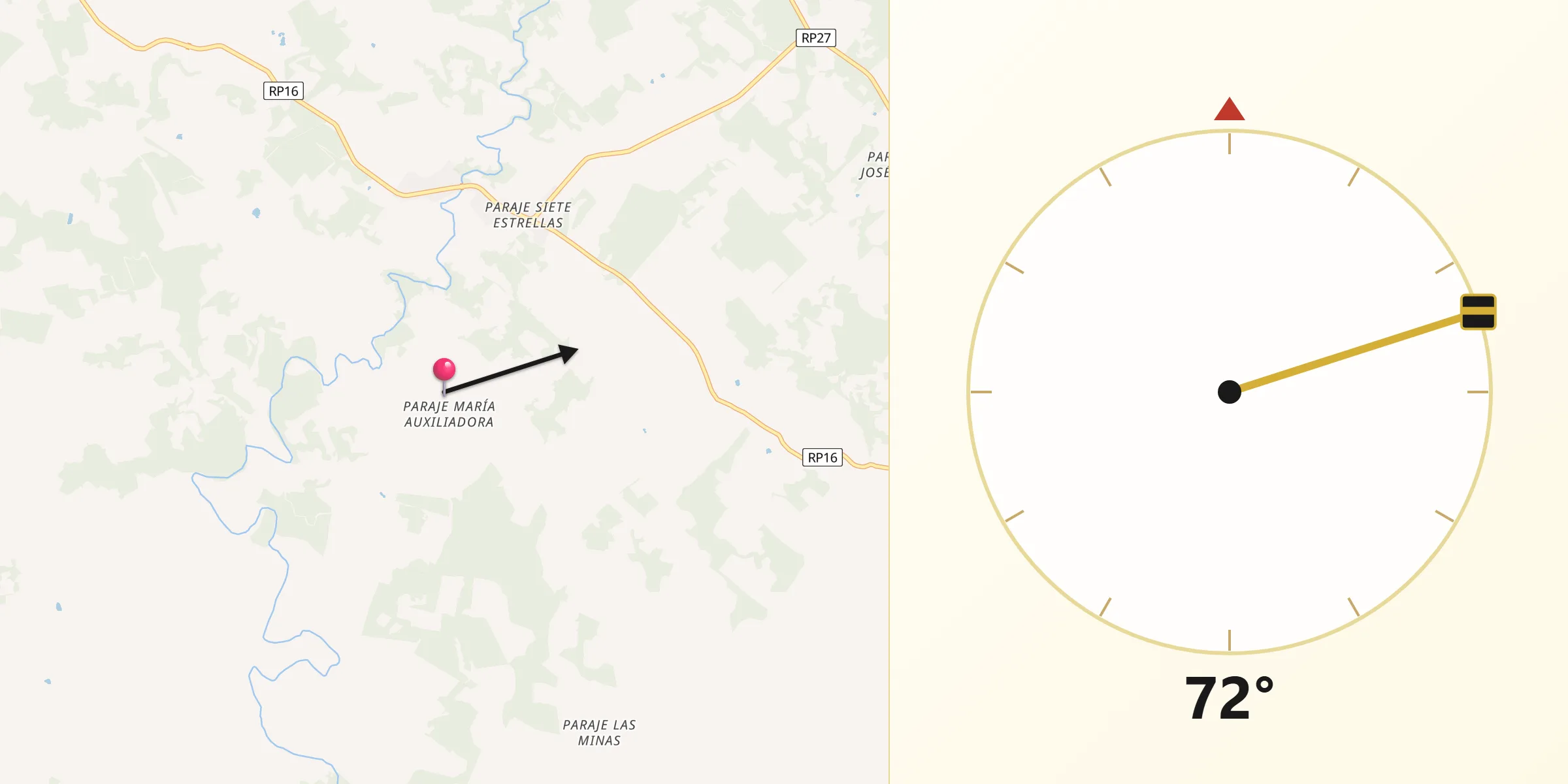 Dirección de la Qibla desde Departamento de San Pedro