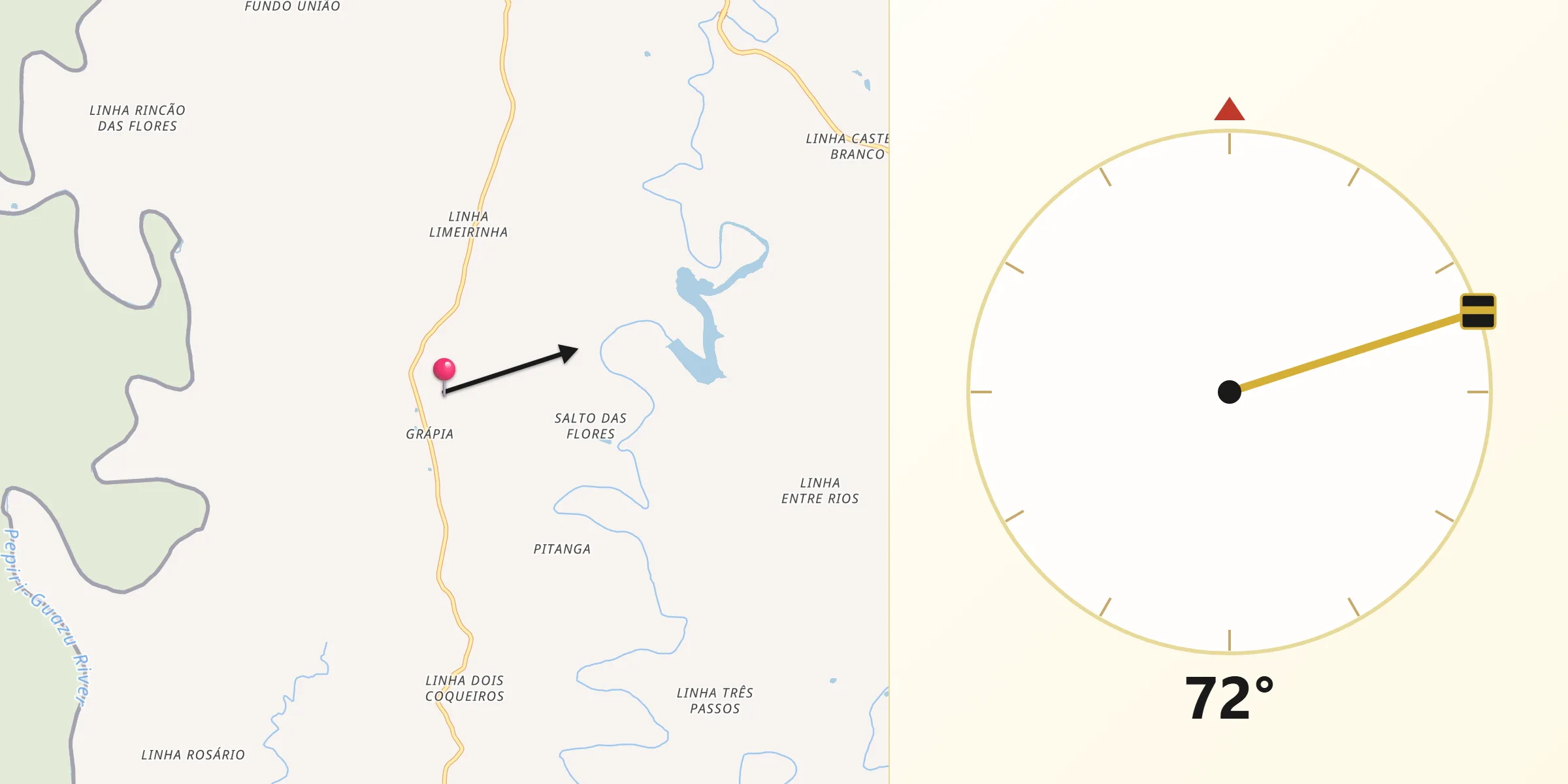 Direção da Qibla a partir de Paraíso