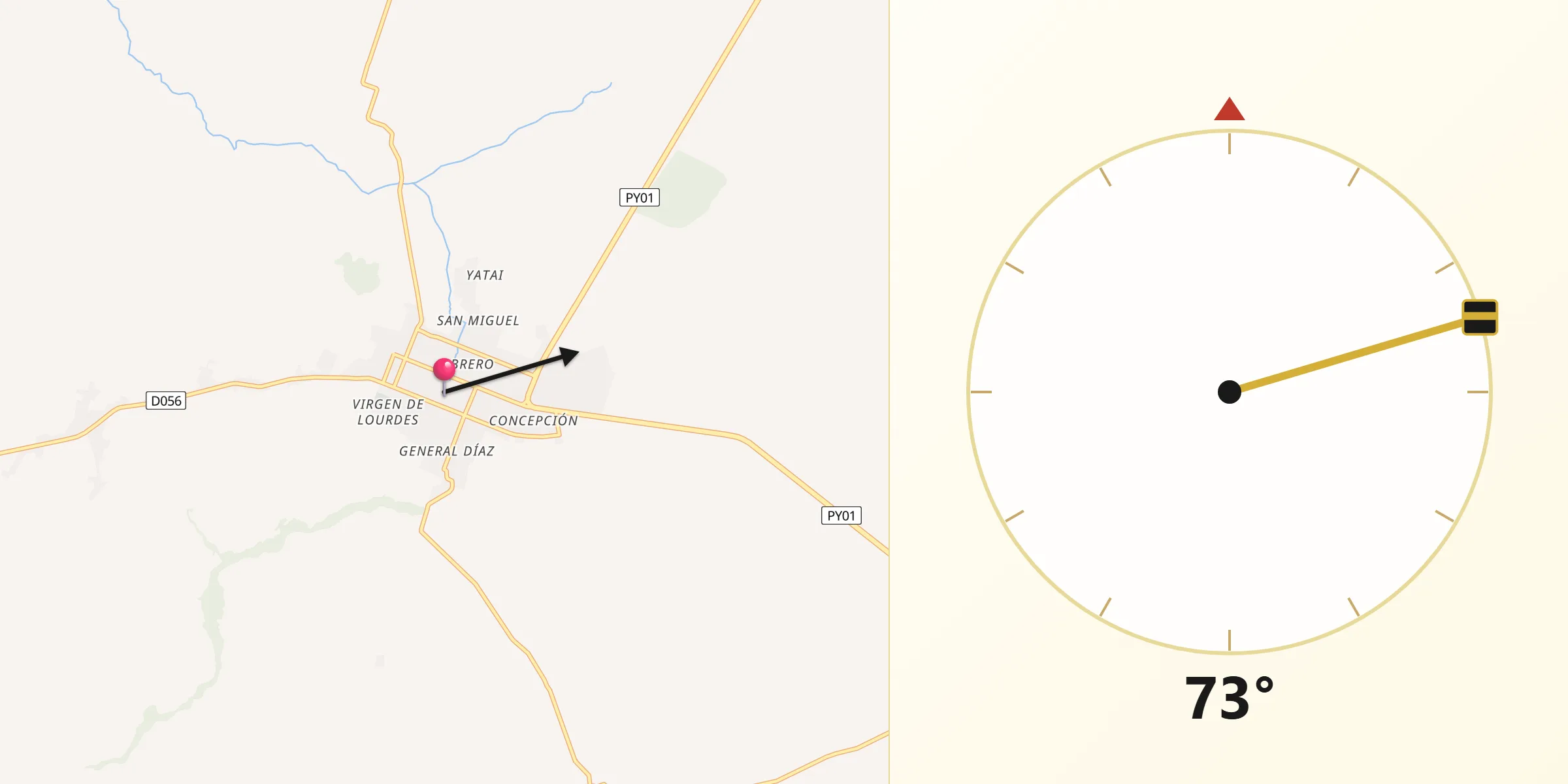 Dirección de la Qibla desde San Juan Bautista