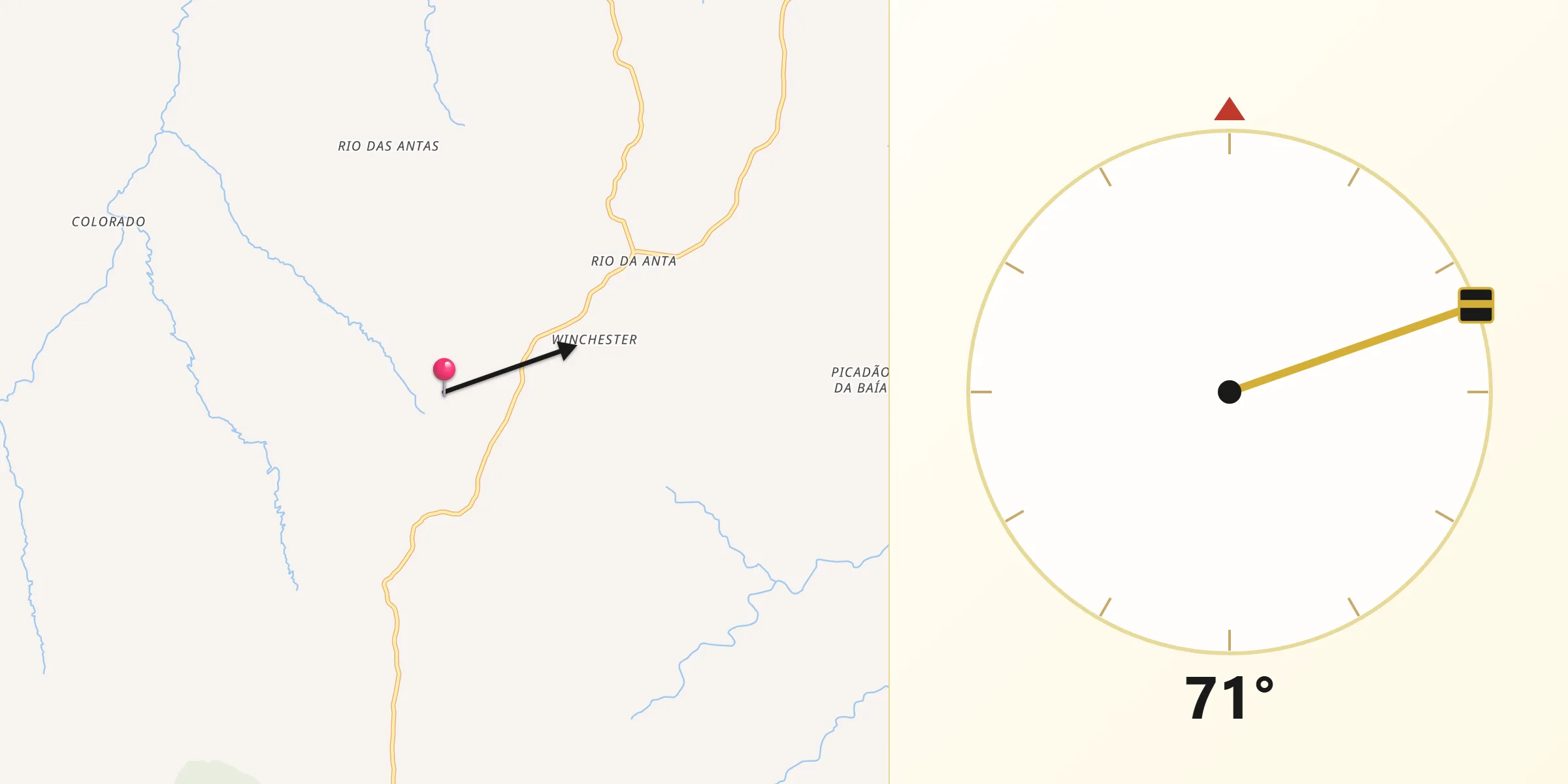 Direção da Qibla a partir de Santa Terezinha