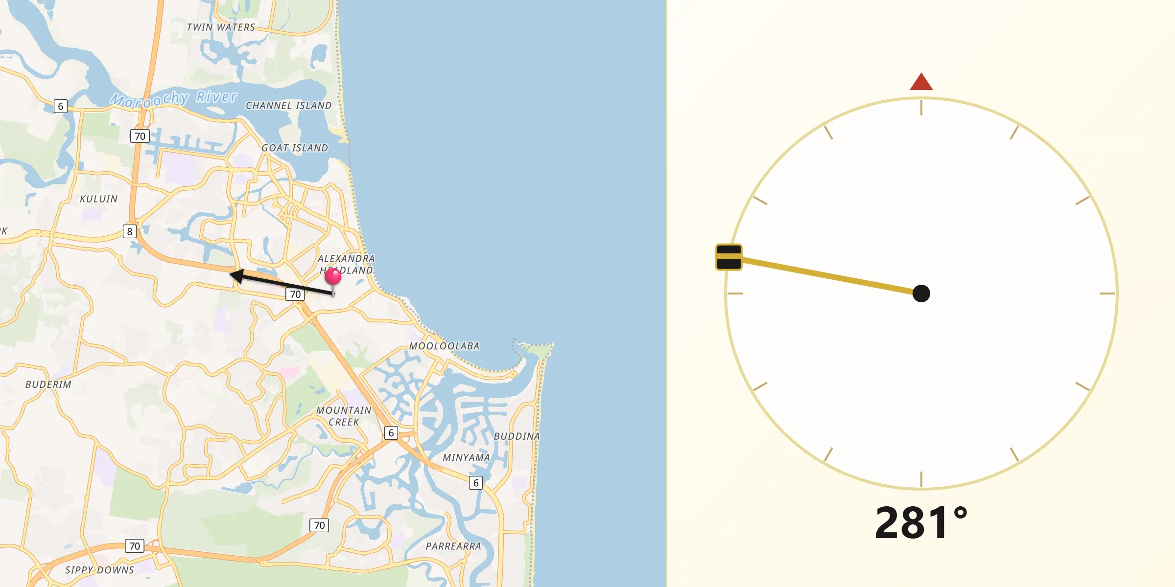 Qibla Direction from Alexandra Headland