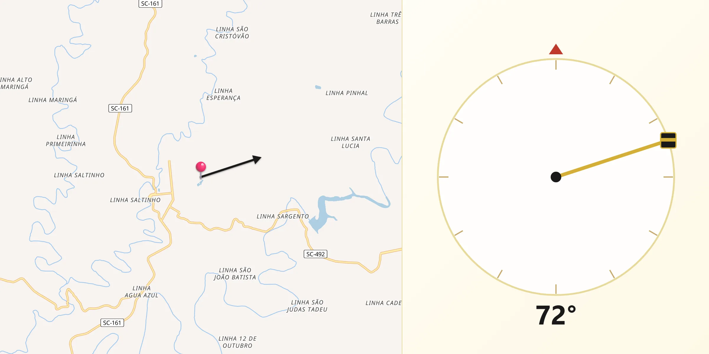 Direção da Qibla a partir de Romelândia