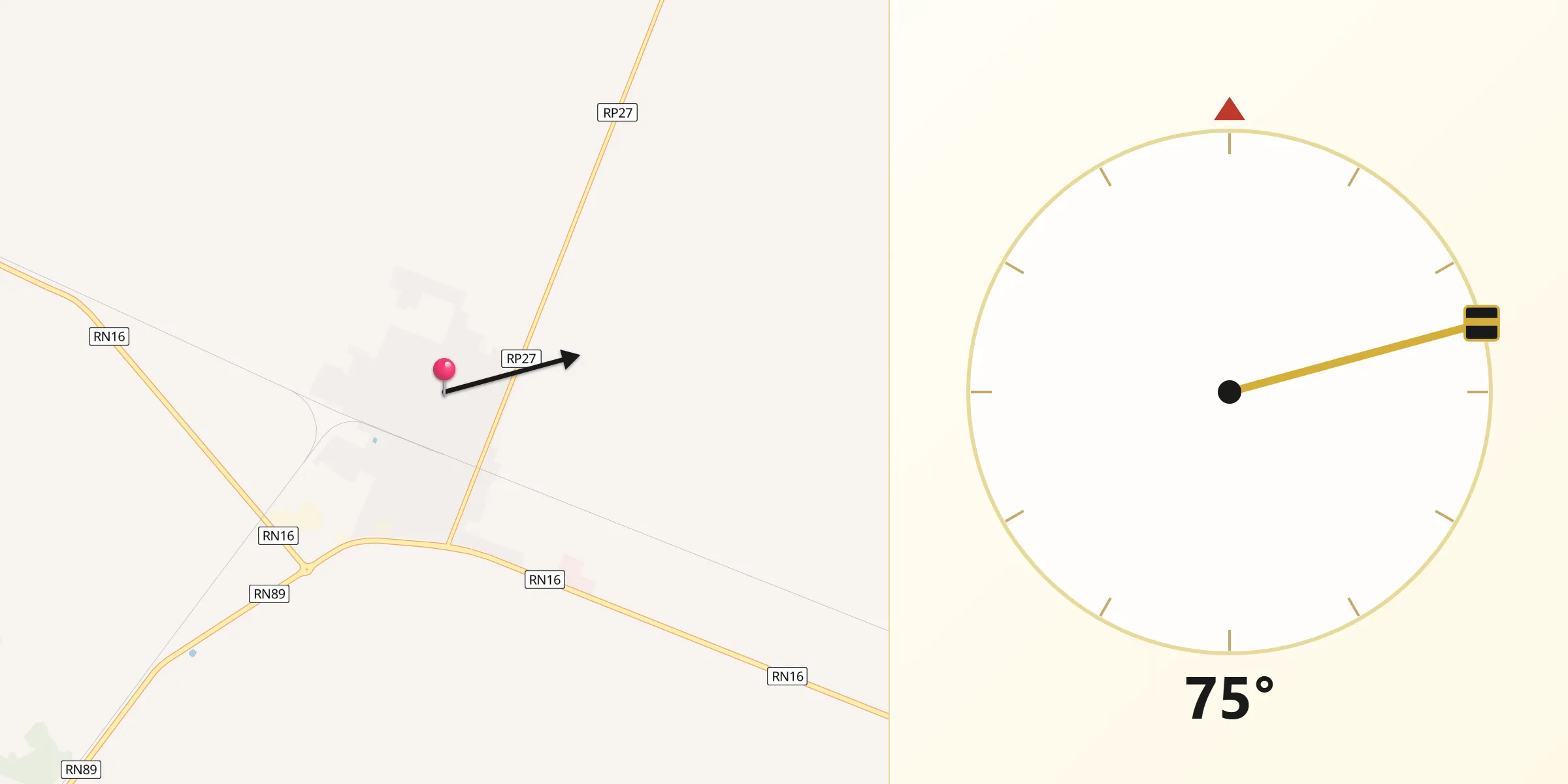 Dirección de la Qibla desde Aviá Terai