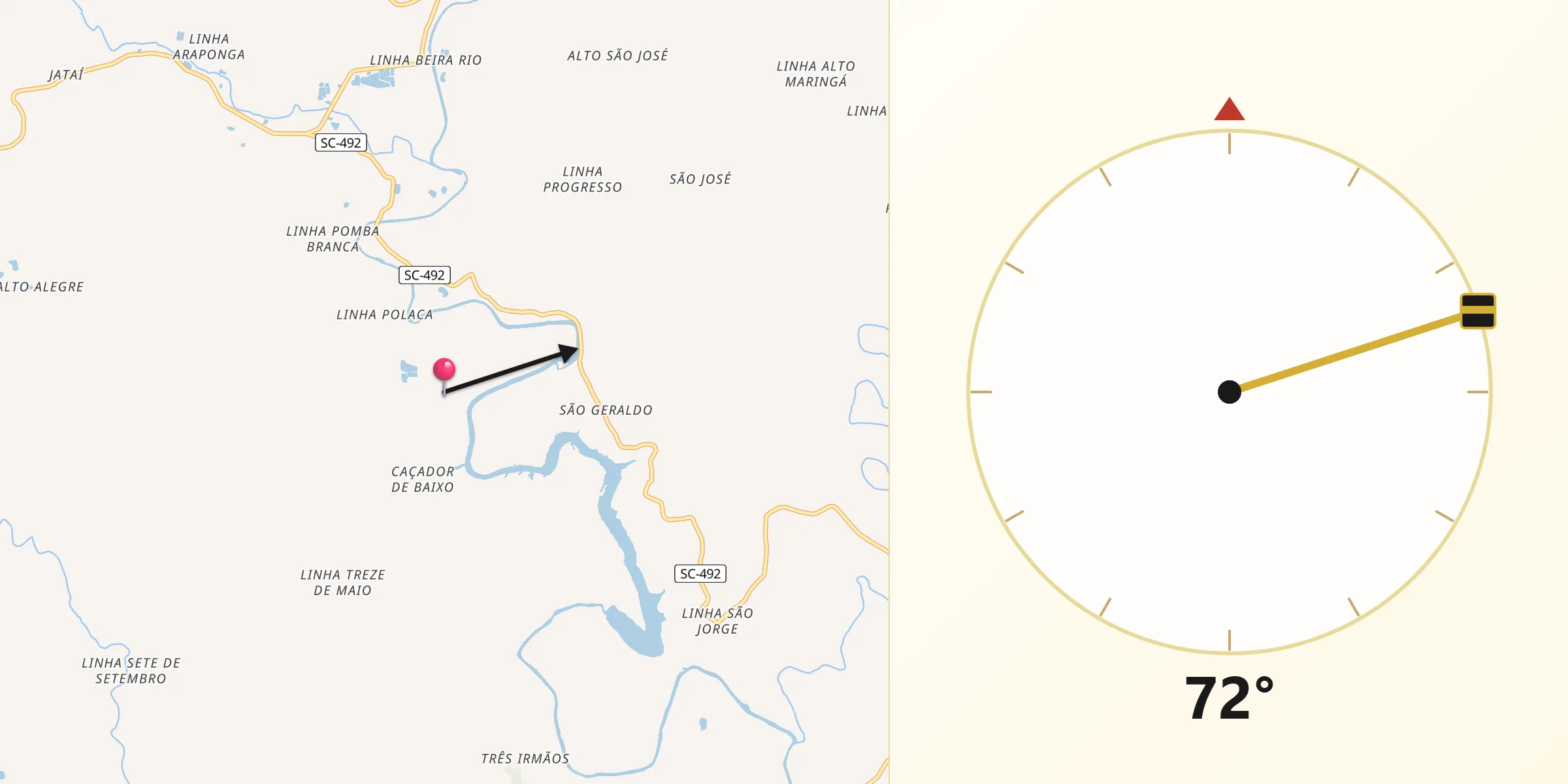 Direção da Qibla a partir de Barra Bonita