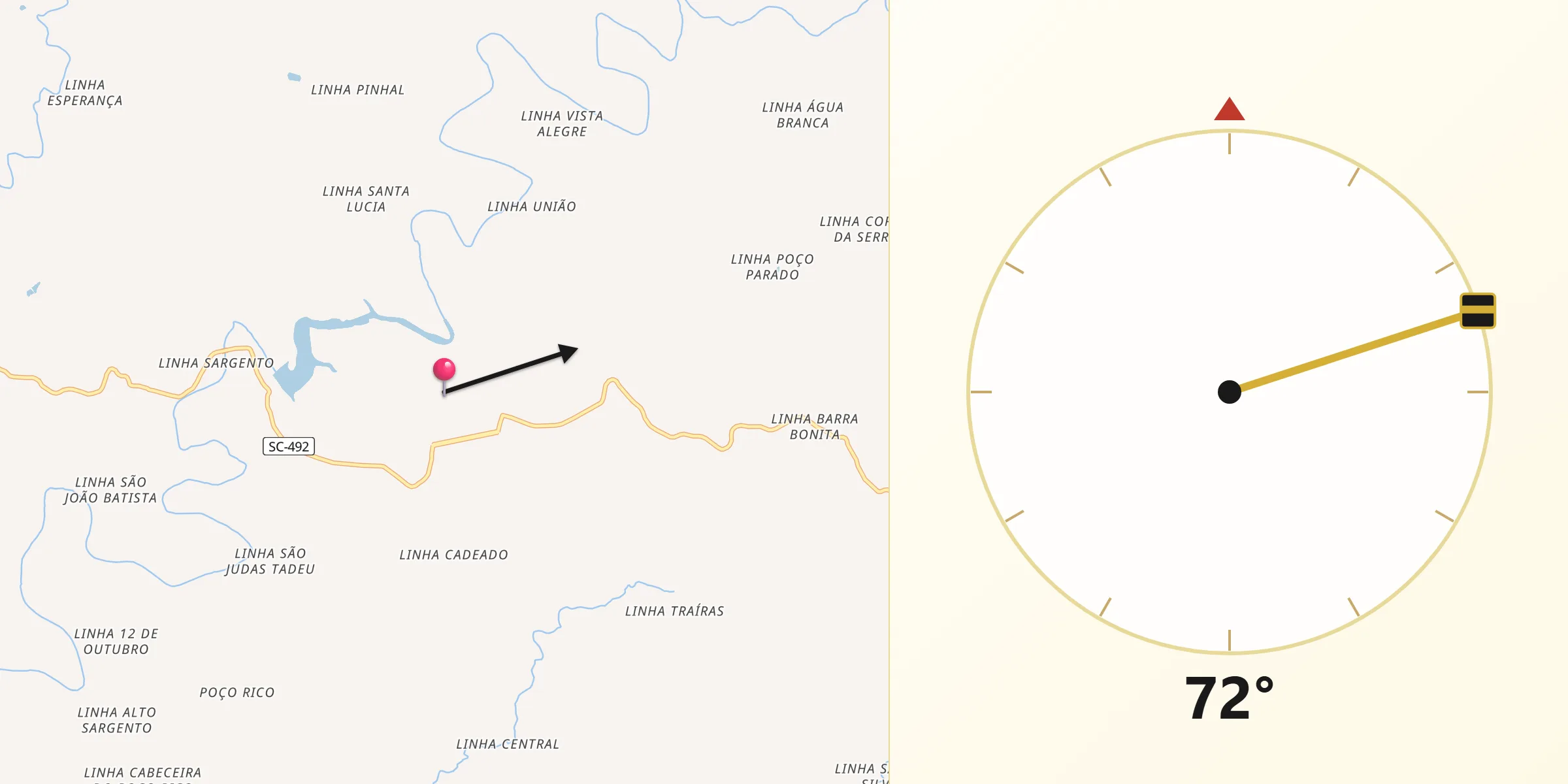 Direção da Qibla a partir de São Miguel da Boa Vista