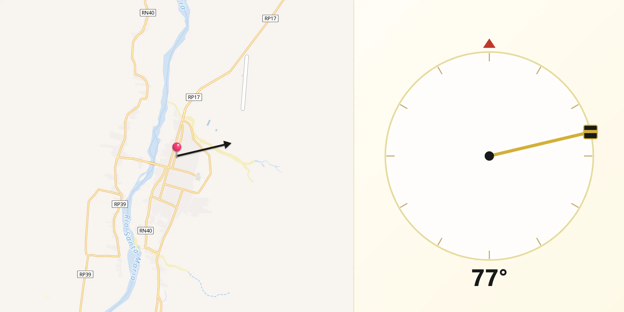 Dirección de la Qibla desde Santa María