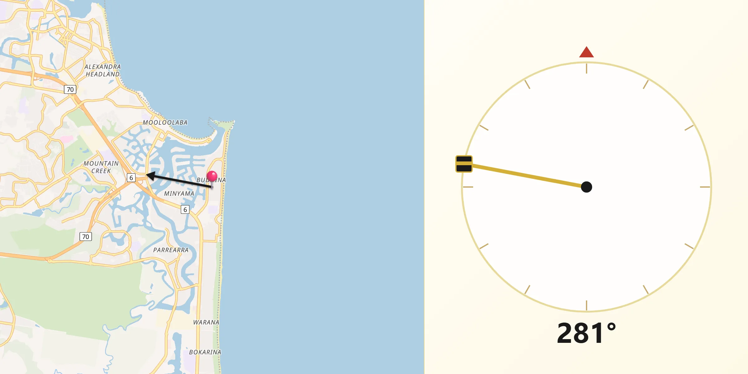 Qibla Direction from Buddina