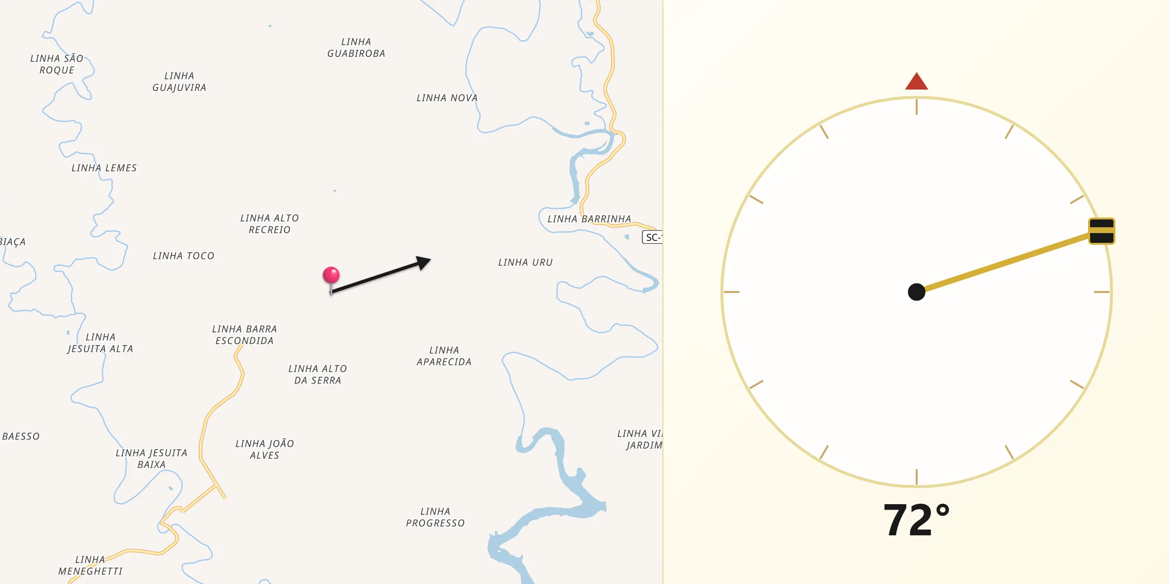 Direção da Qibla a partir de Sul Brasil
