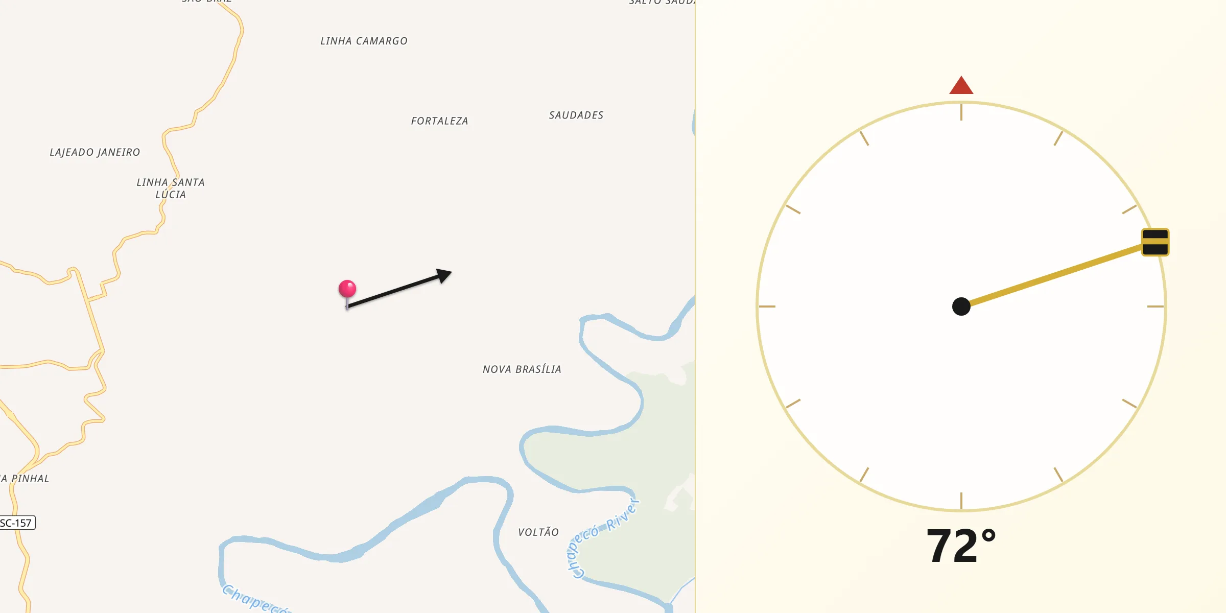 Direção da Qibla a partir de Quilombo