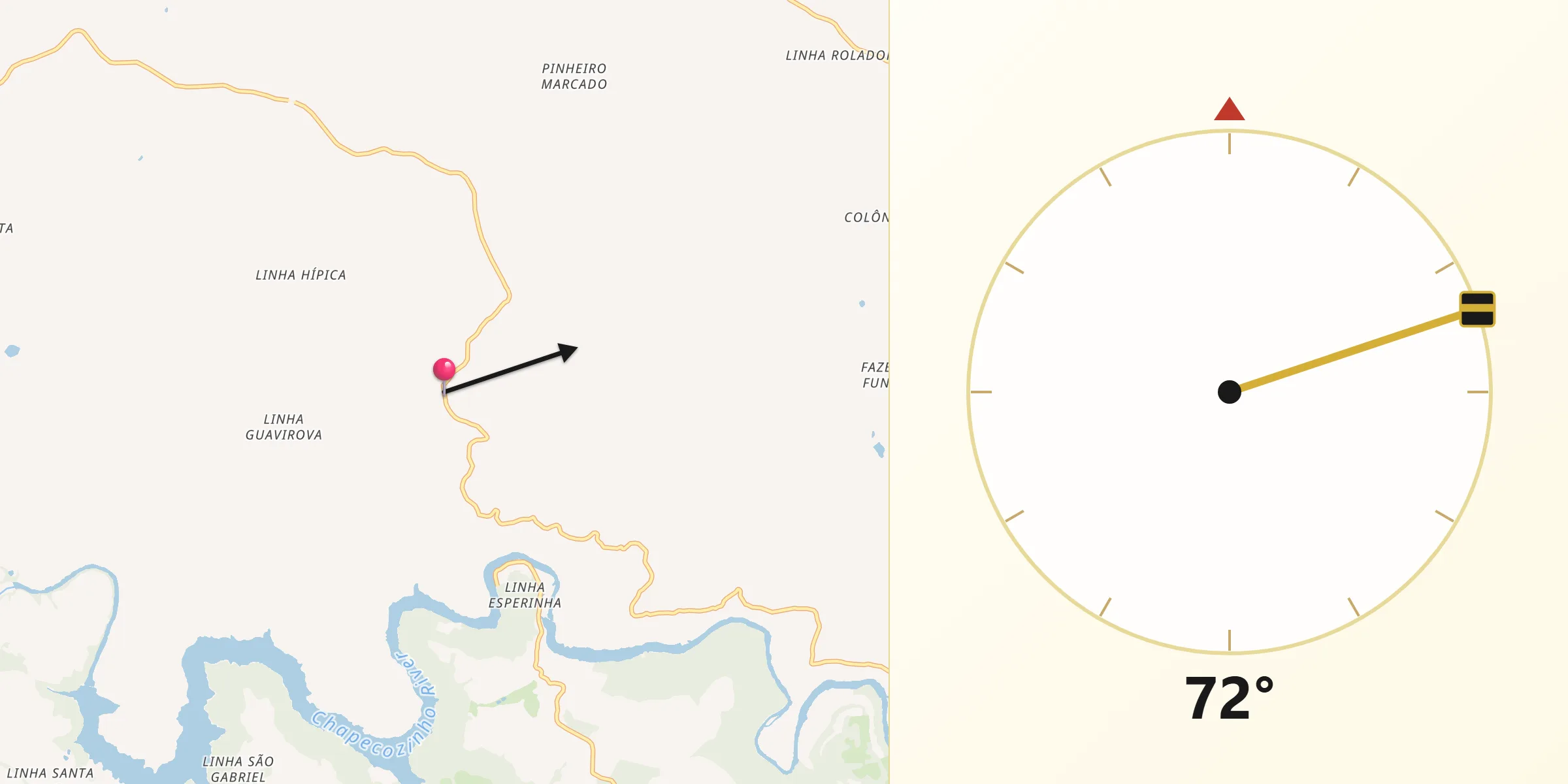 Direção da Qibla a partir de Ouro Verde