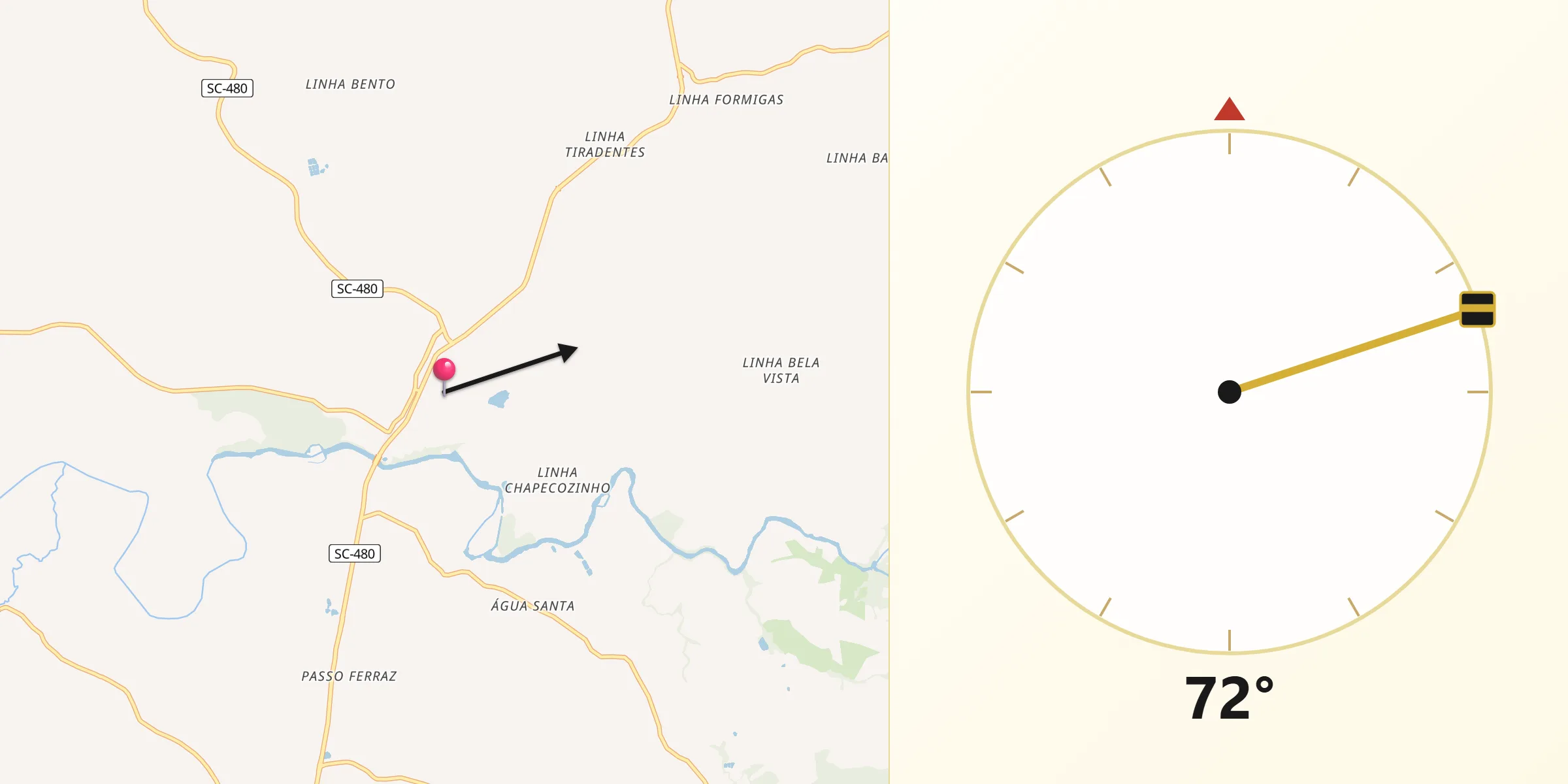 Direção da Qibla a partir de Bom Jesus