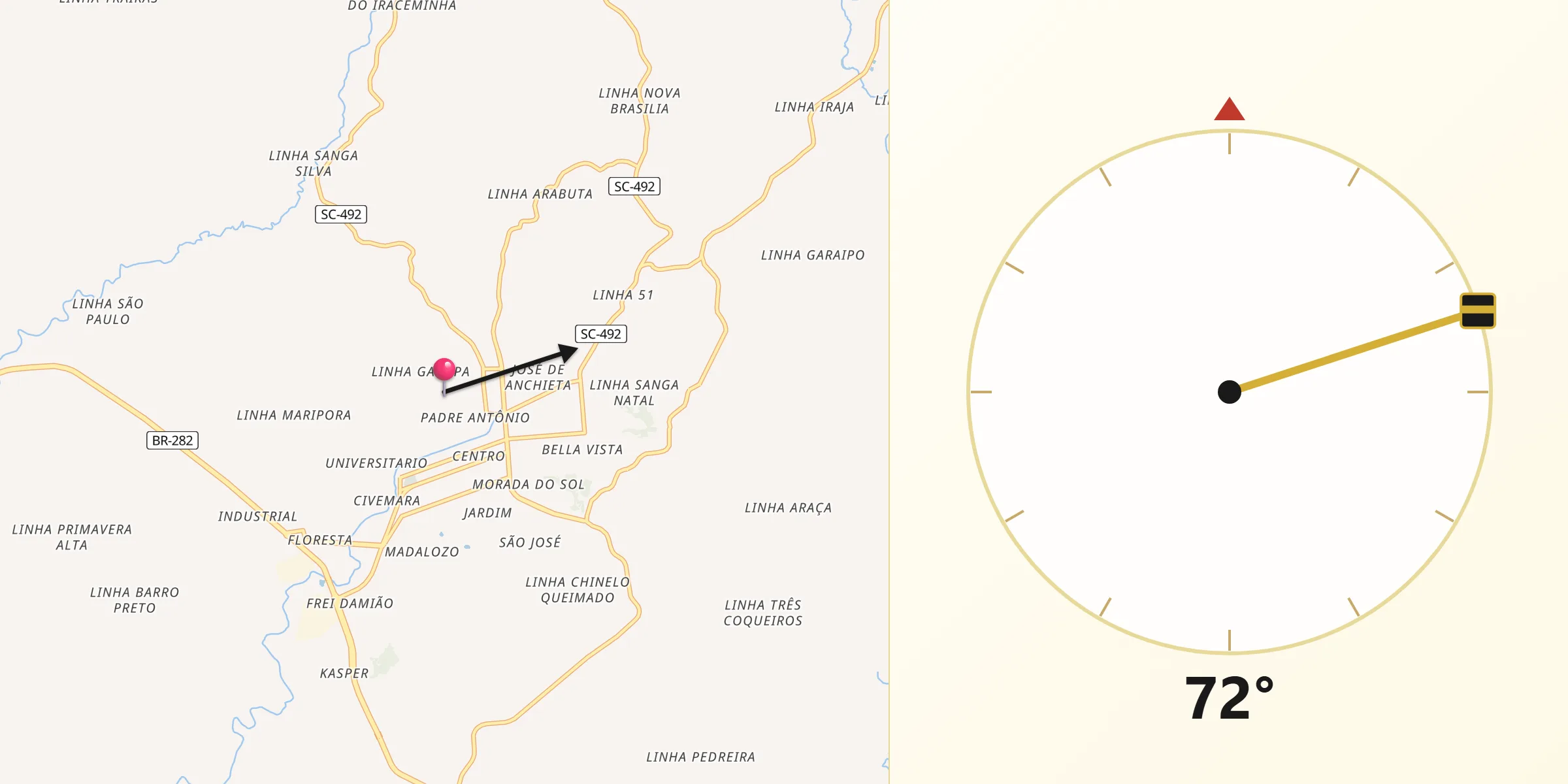 Direção da Qibla a partir de Maravilha