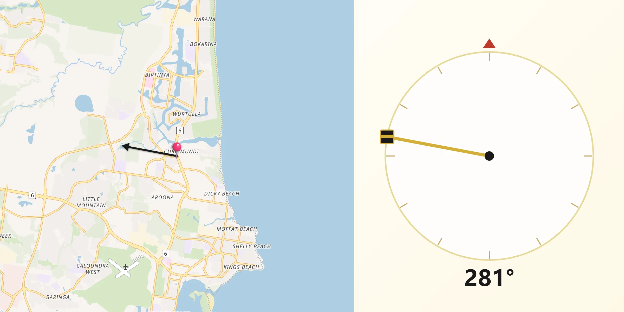 Qibla Direction from Currimundi