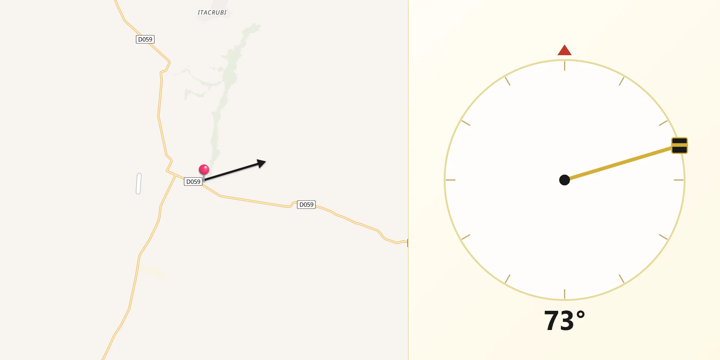 Dirección de la Qibla desde Santa María