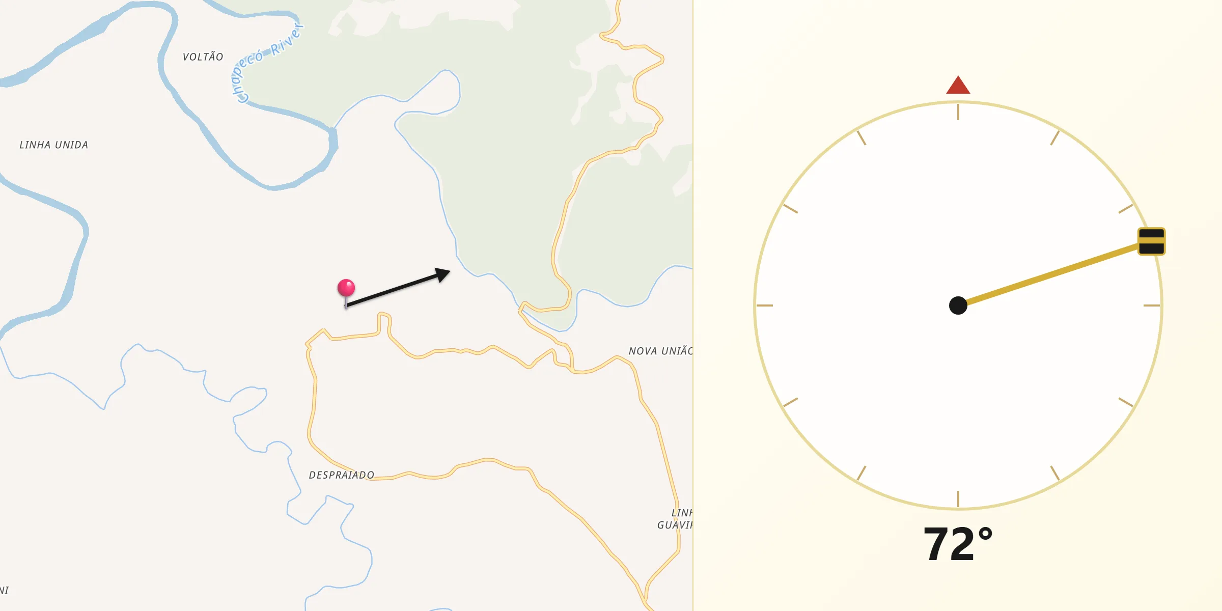 Direção da Qibla a partir de Marema