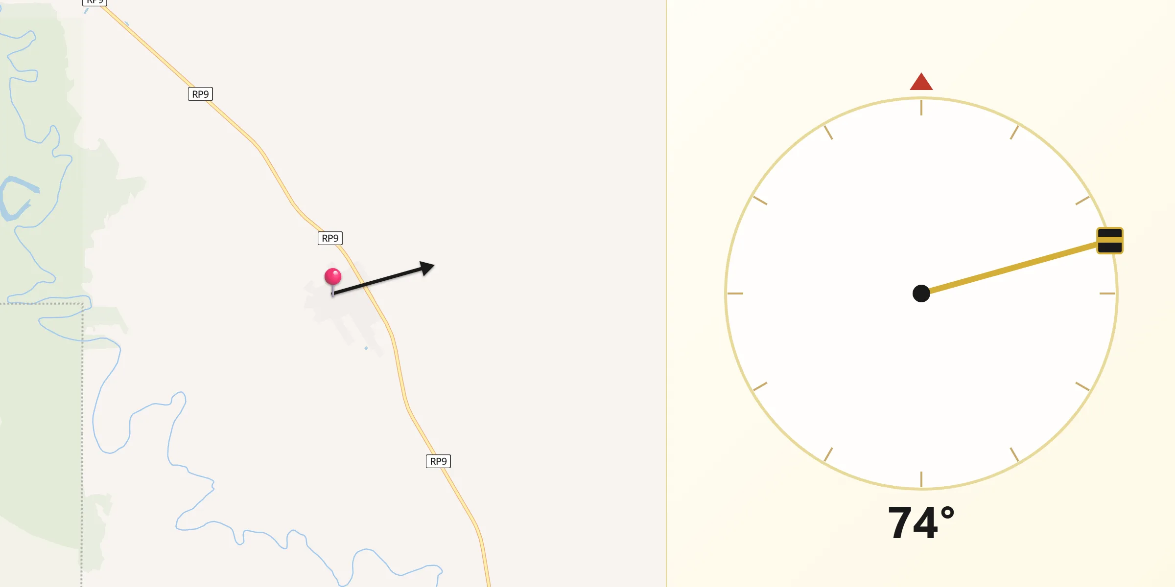 Dirección de la Qibla desde Capitán Solari