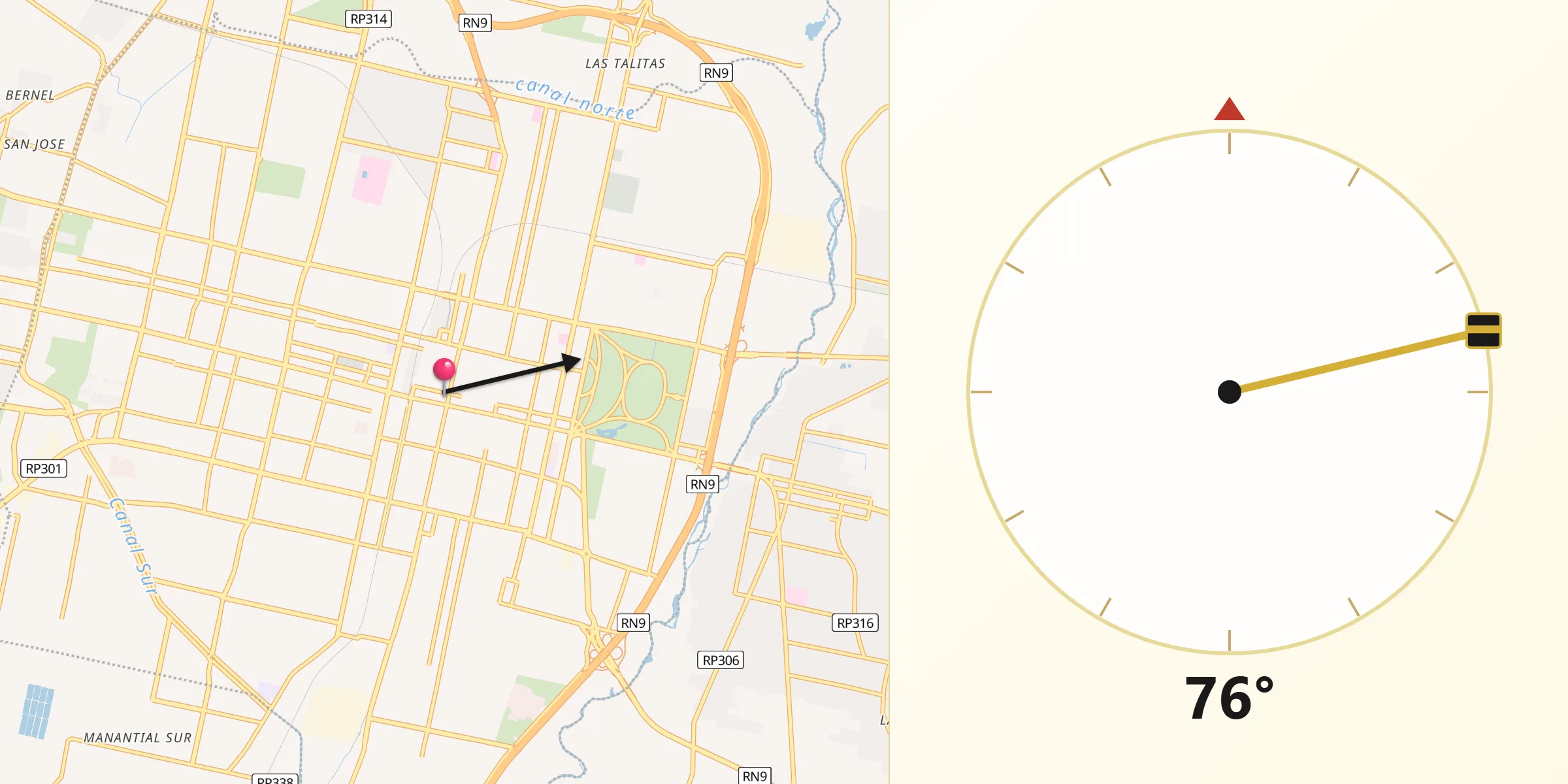 Dirección de la Qibla desde Departamento de Capital