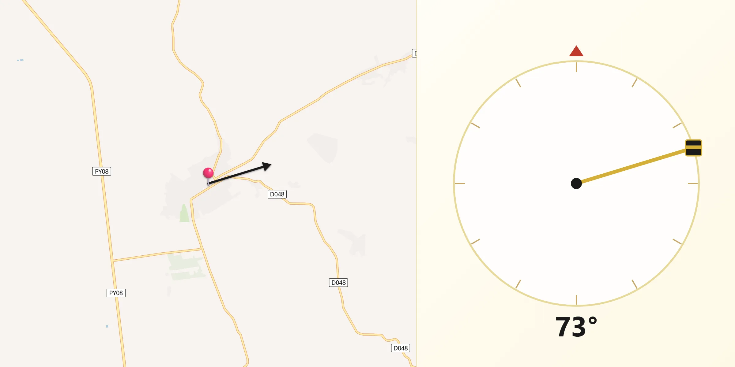 Dirección de la Qibla desde San Pedro del Paraná